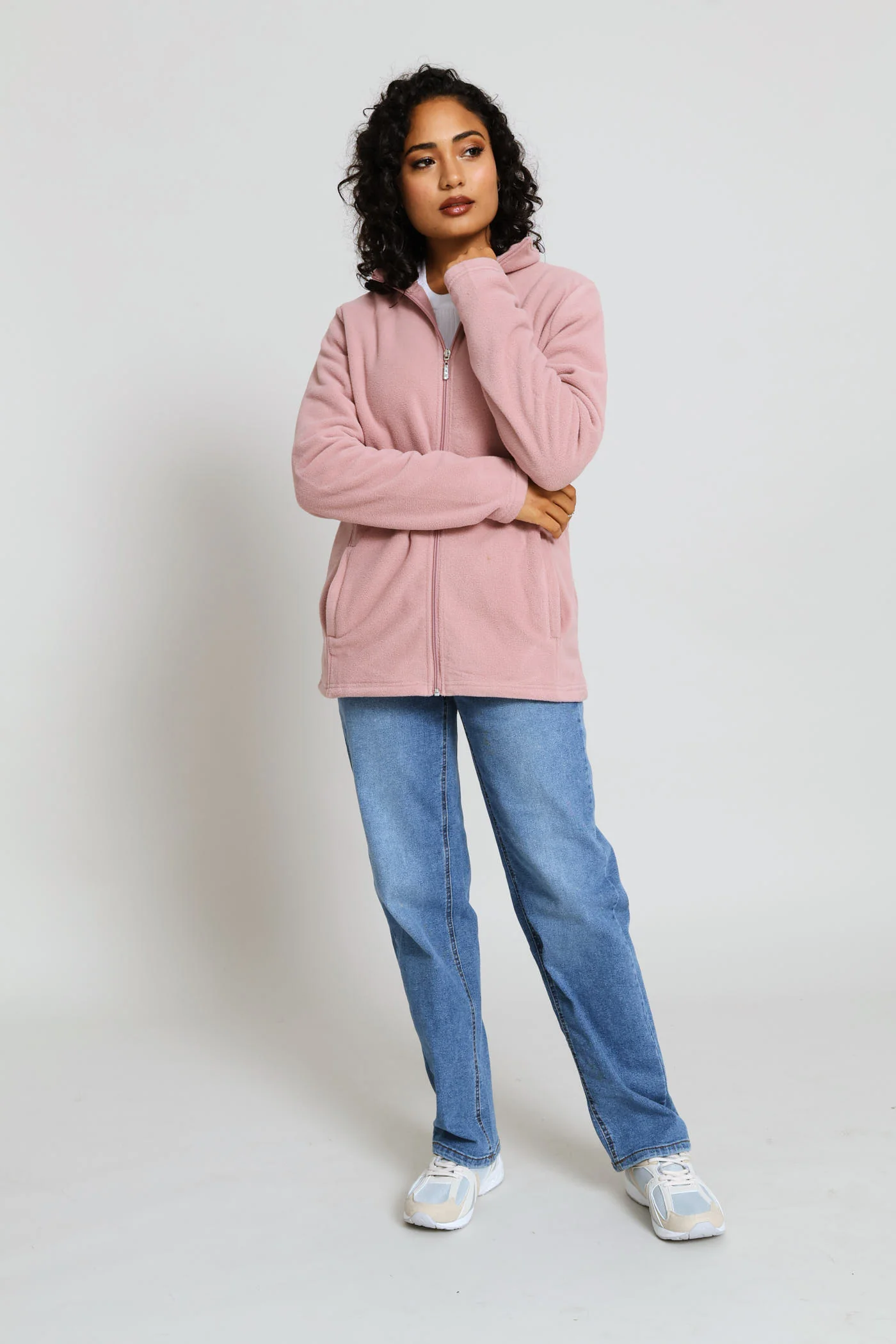 Classic Zip Up Polar Fleece Jacket - Deep Rose - Image 5