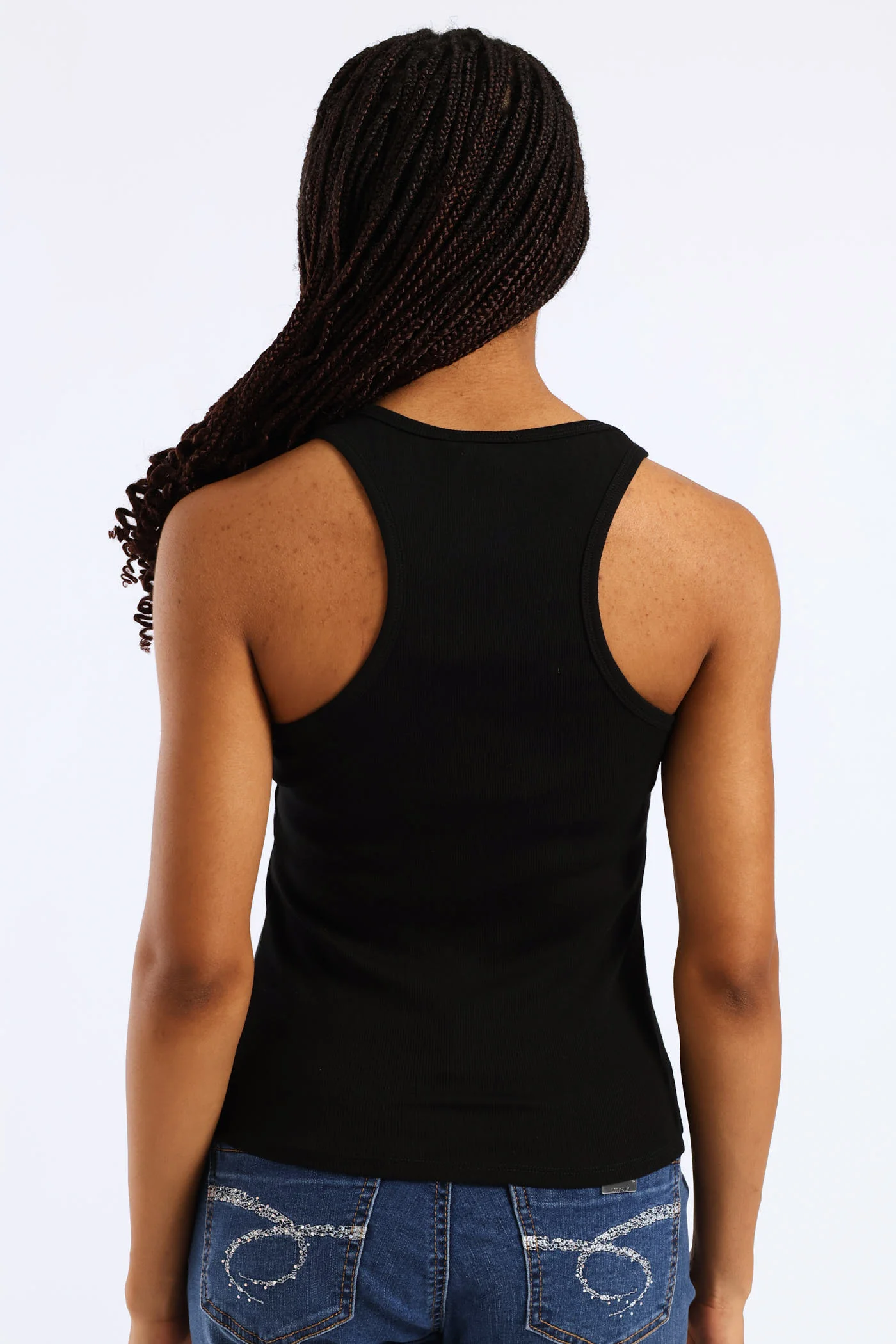Clear Vision Rib Knit Bling Logo Racer Vest - Black - Image 10