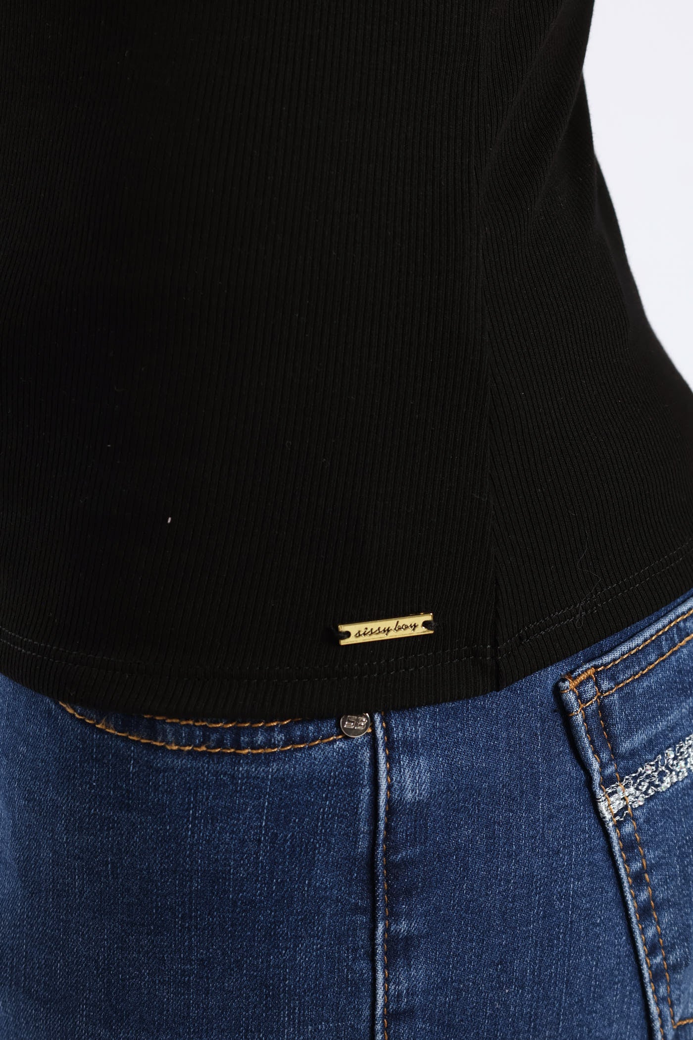 Clear Vision Rib Knit Bling Logo Racer Vest - Black - Image 14