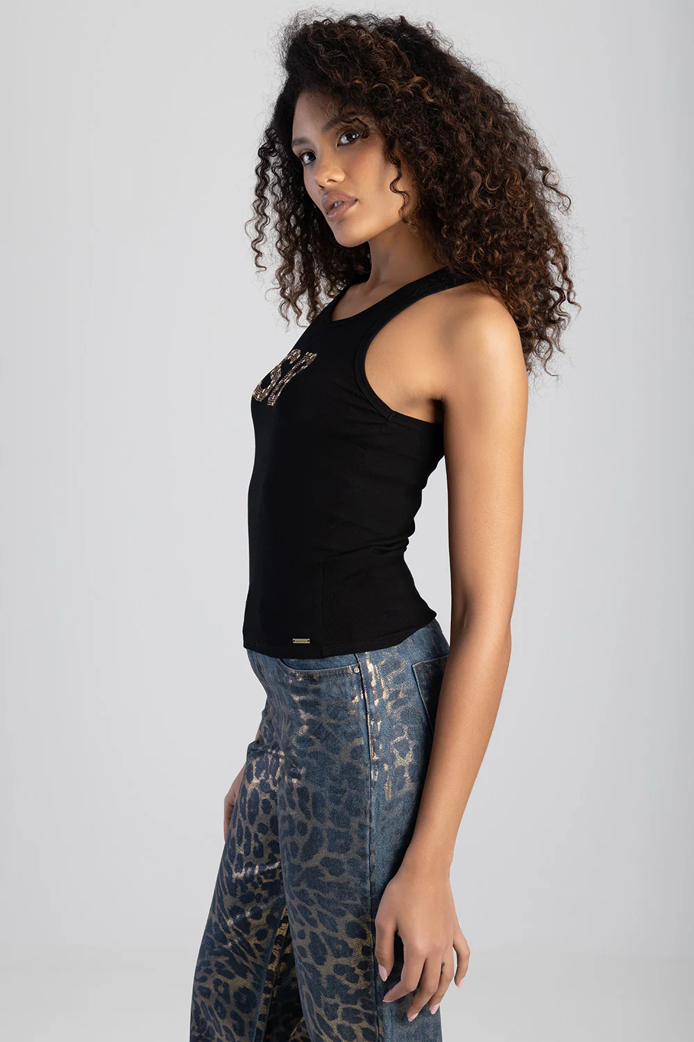 Clear Vision Rib Knit Bling Logo Racer Vest - Black - Image 4
