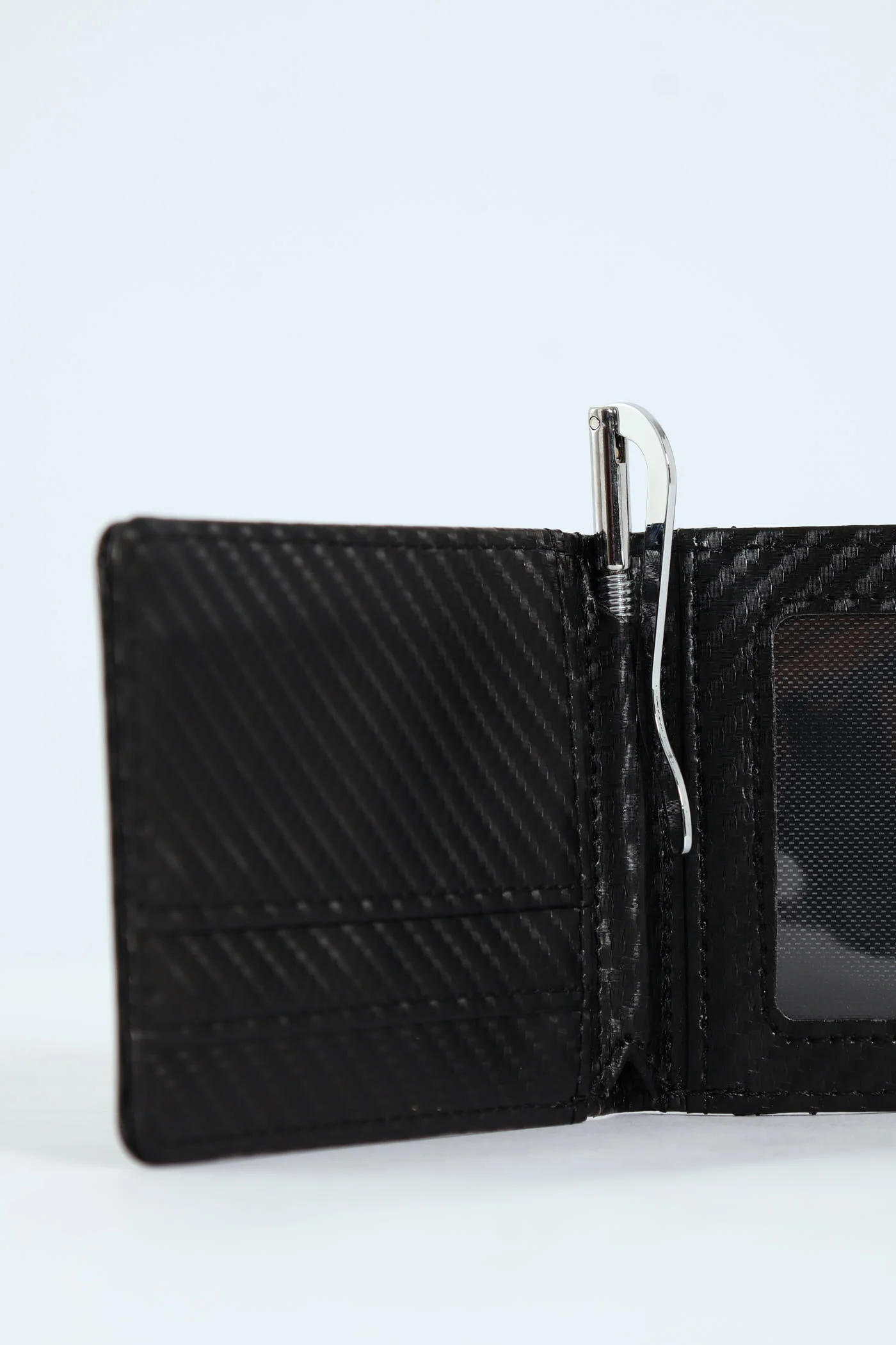 Clip Textured Carbon Fibre Wallet - Black - Image 2