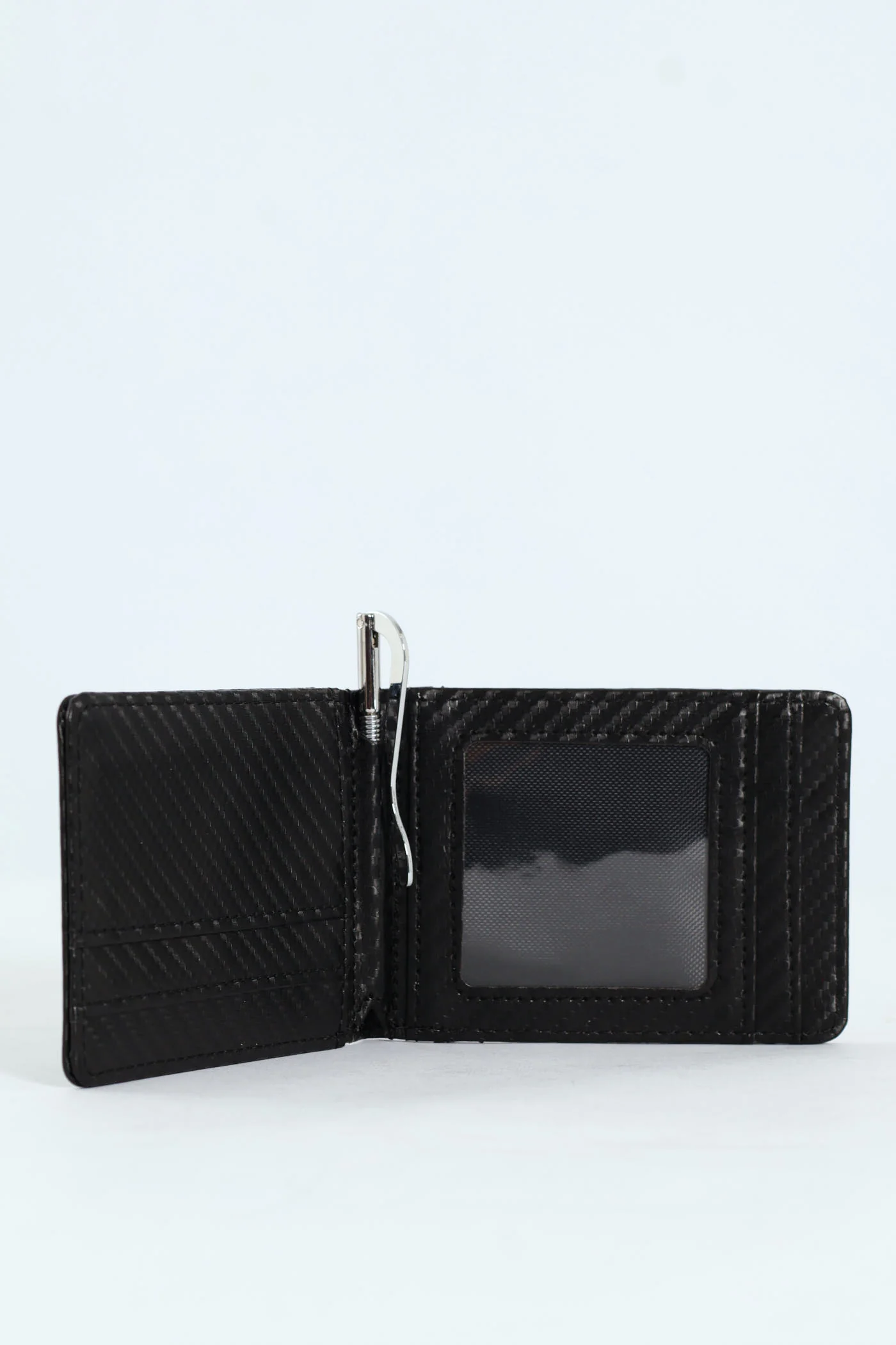 Clip Textured Carbon Fibre Wallet - Black - Image 4