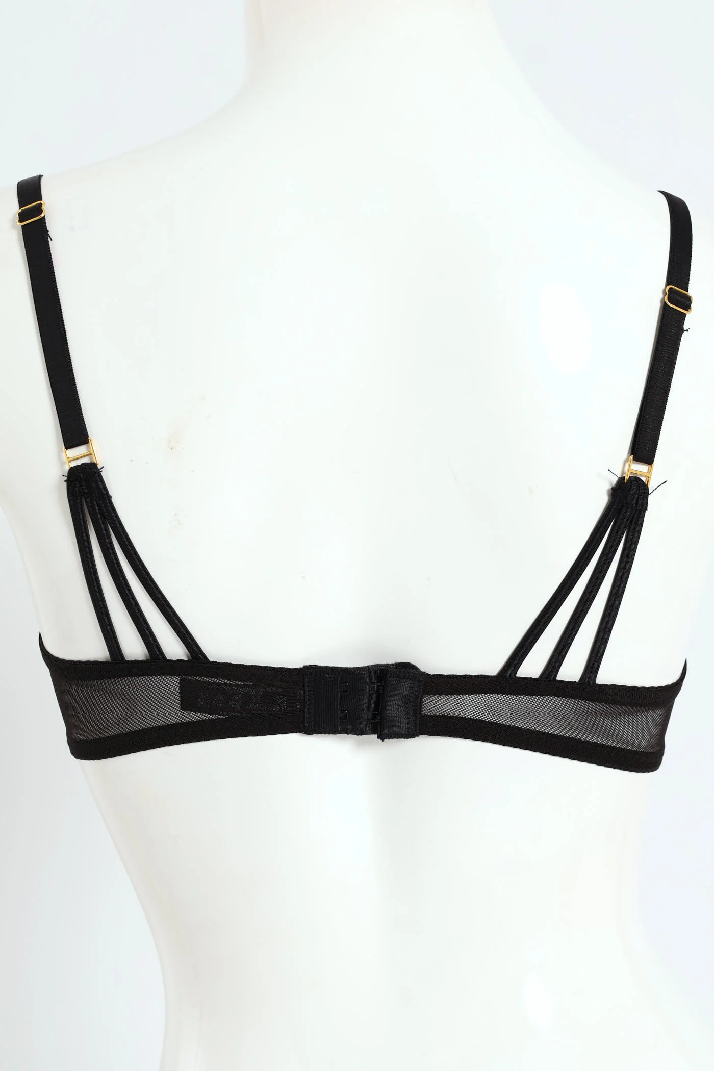 Cloth & Embroidered T-Shirt Bra - Black - Image 2