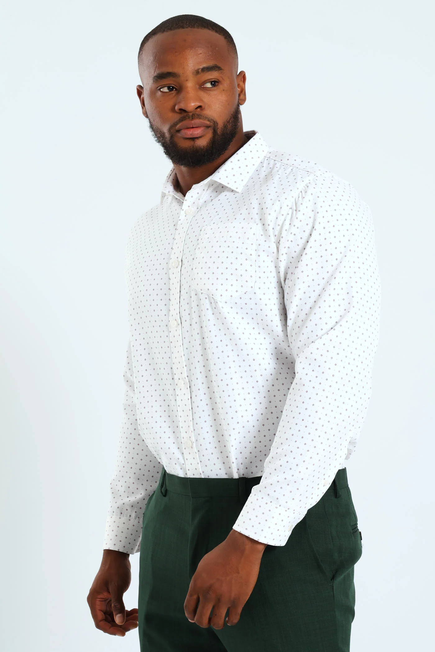 Cluster Spot Textured Shirt - White/Red - Image 11