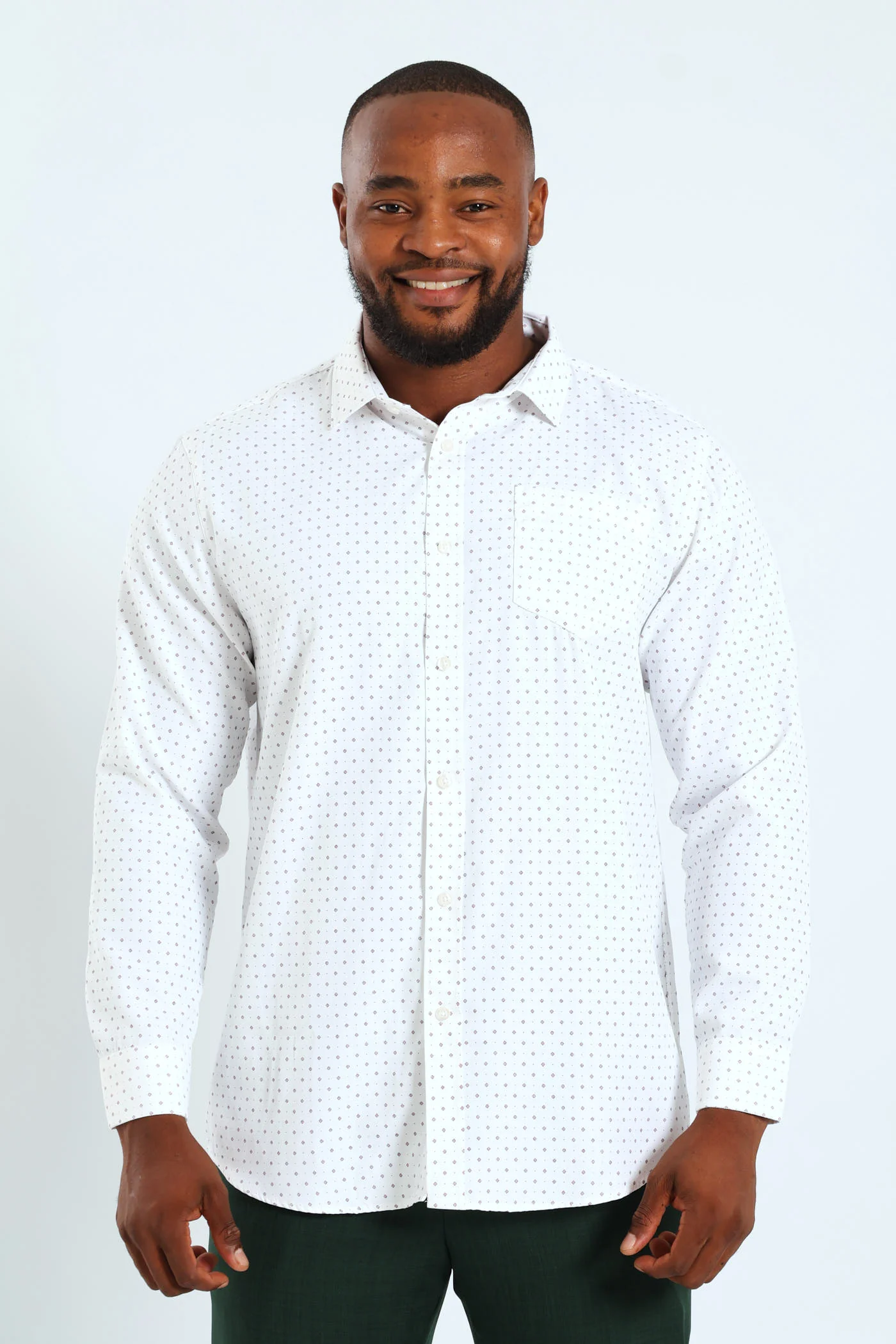 Cluster Spot Textured Shirt - White/Red - Image 13
