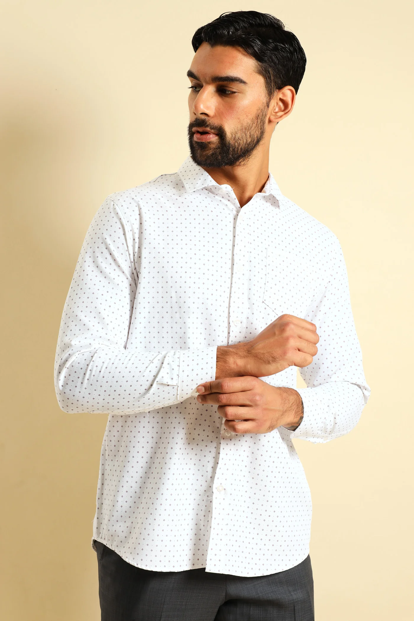 Cluster Spot Textured Shirt - White/Red - Image 2