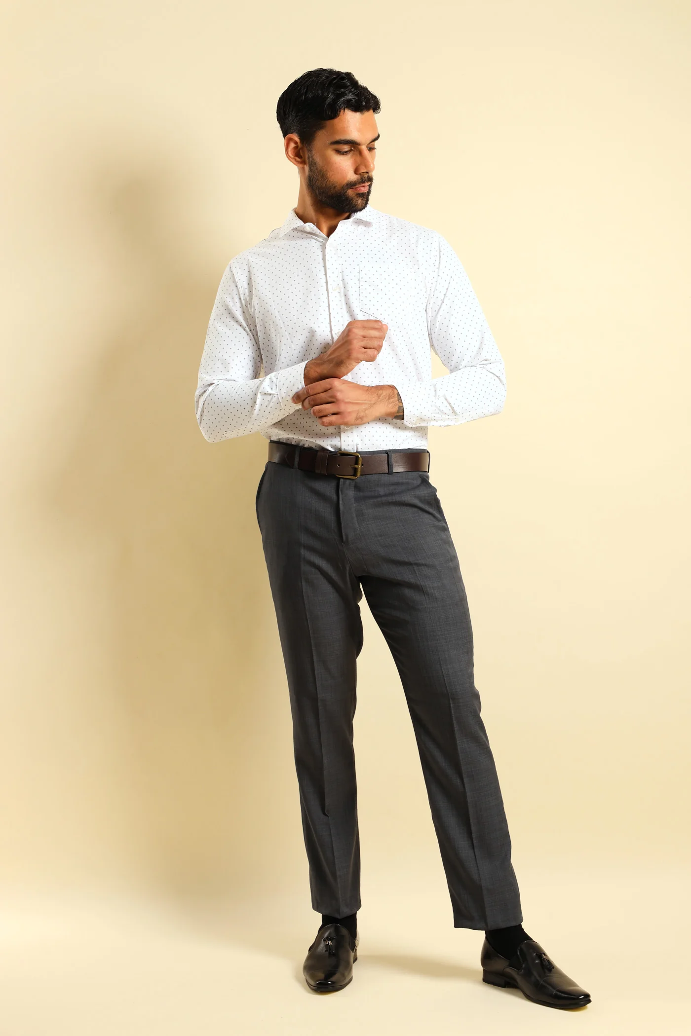 Cluster Spot Textured Shirt - White/Red - Image 4