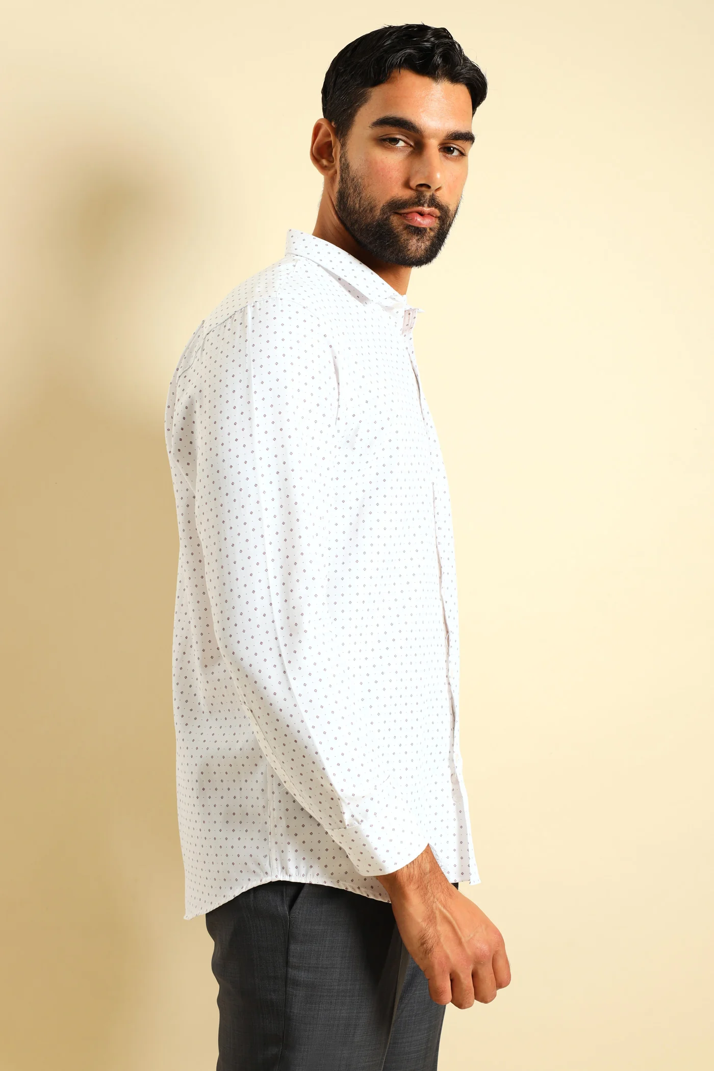 Cluster Spot Textured Shirt - White/Red - Image 5
