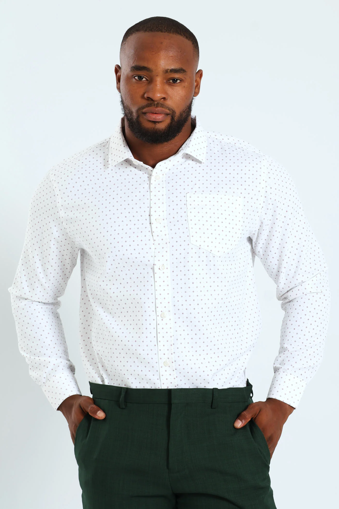 Cluster Spot Textured Shirt - White/Red - Image 9