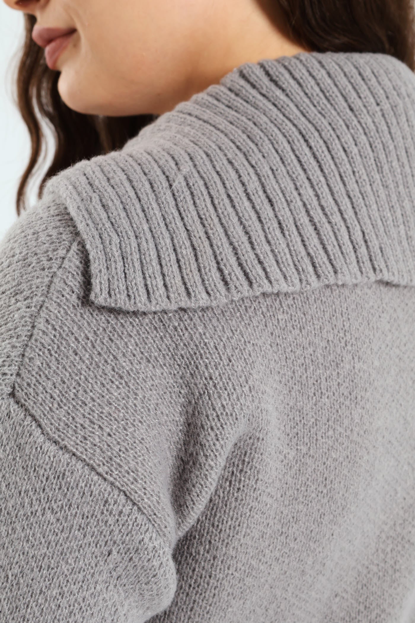 Collared Belted Long Cardigan - Grey Melange - Image 3