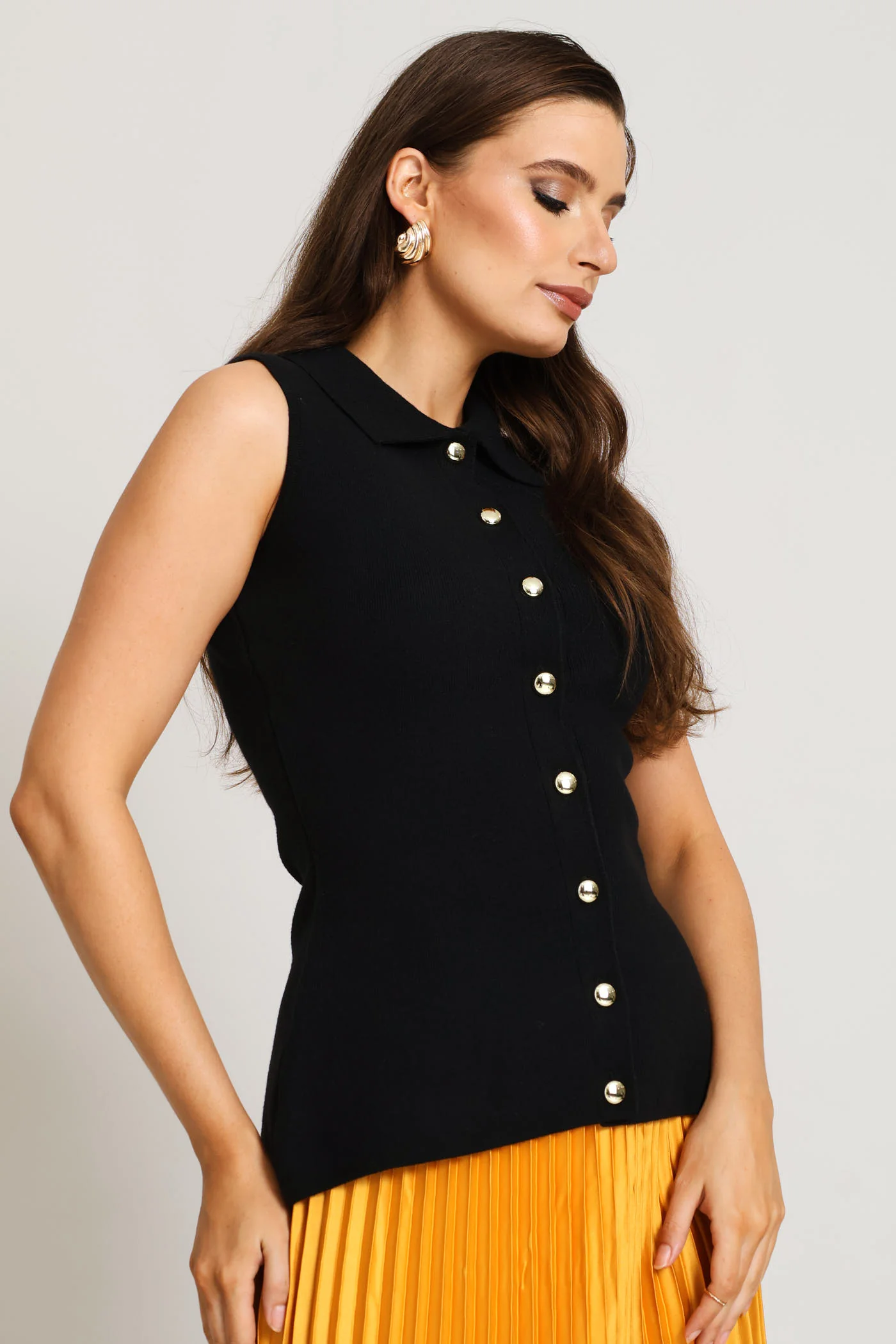 Collared Waistcoat - Black - Image 3