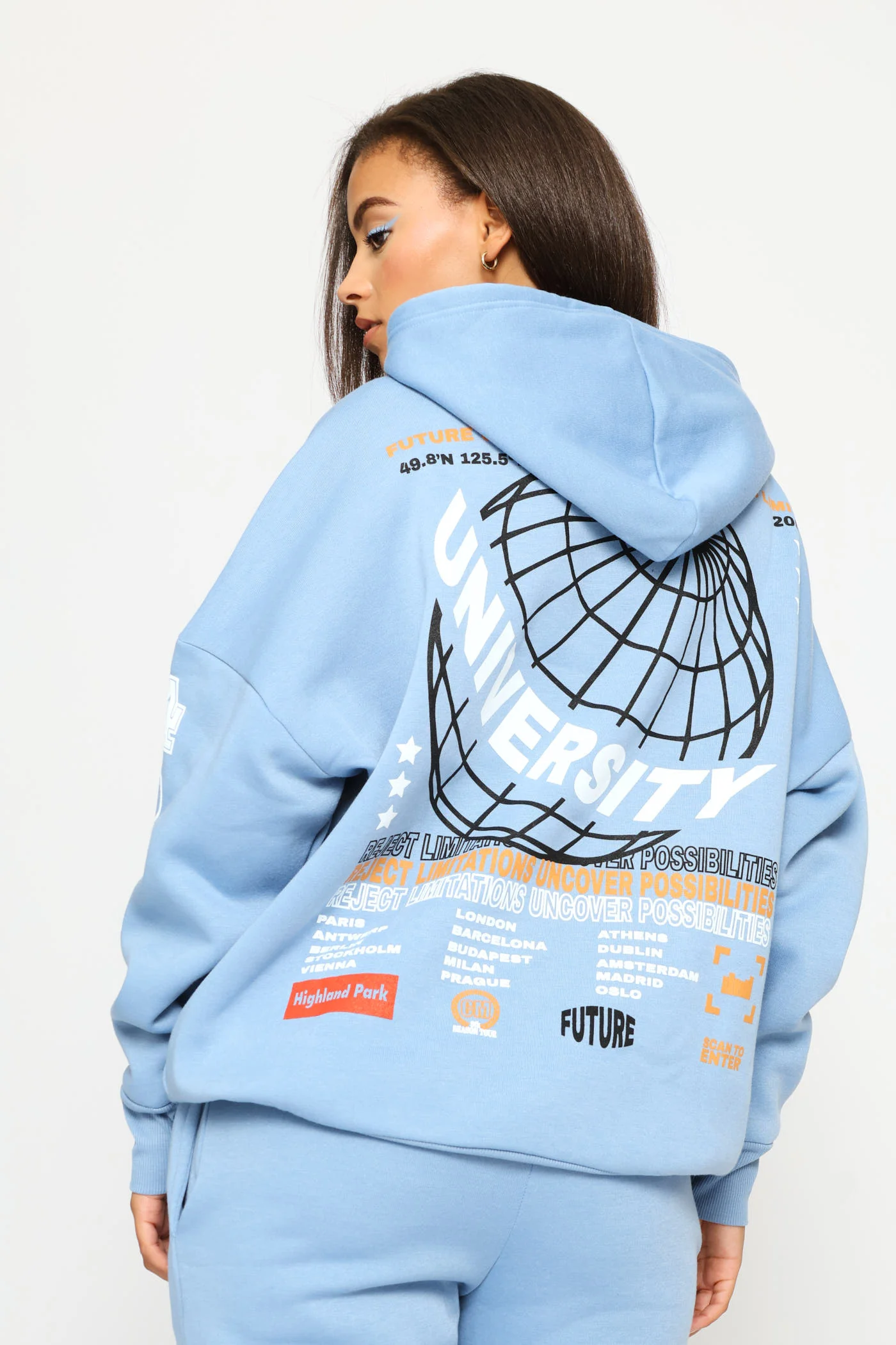 College Oversized Hoody - Light Blue - Image 2