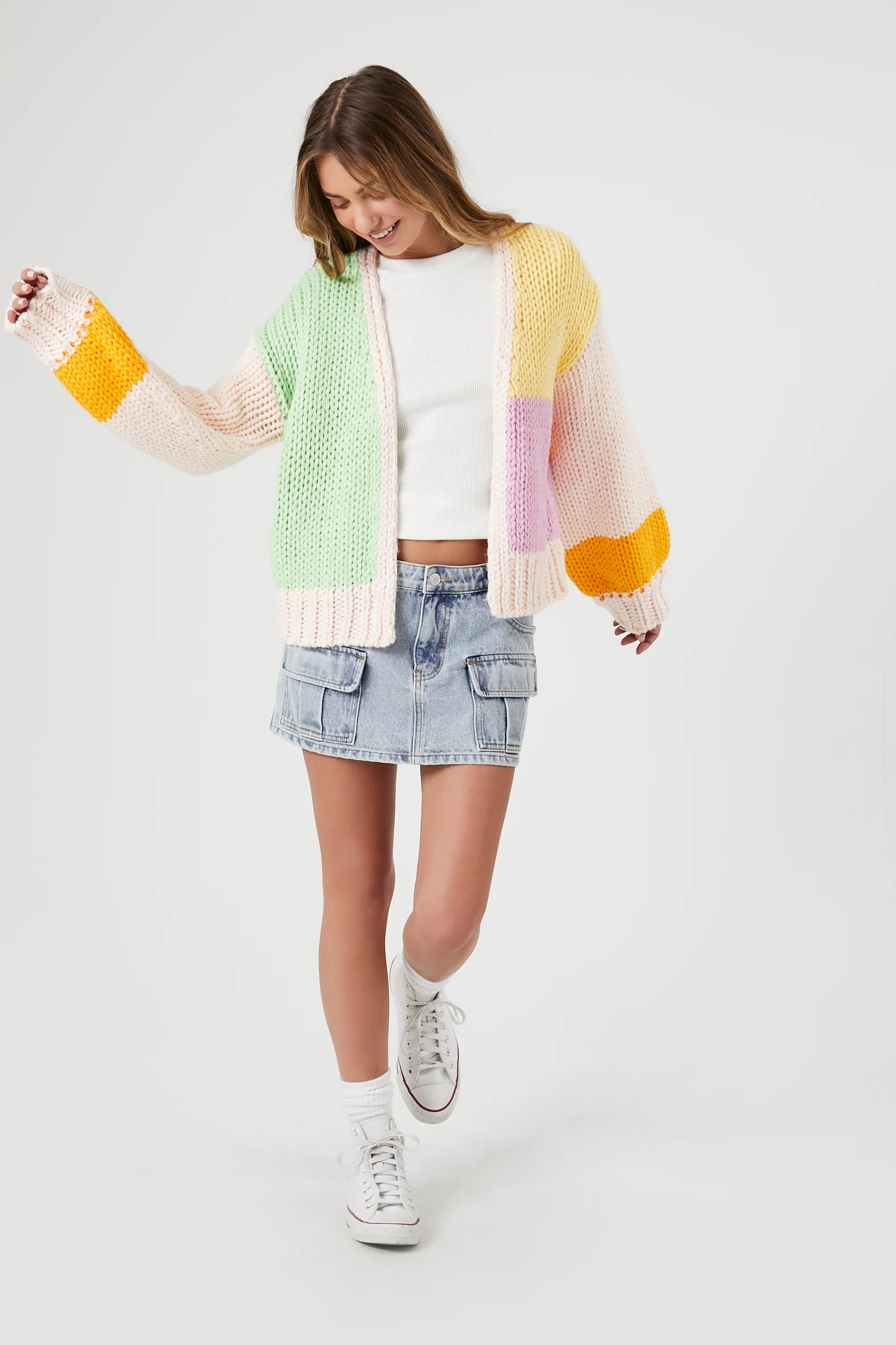 Colorblock Cardigan Sweater - Pink - Image 4