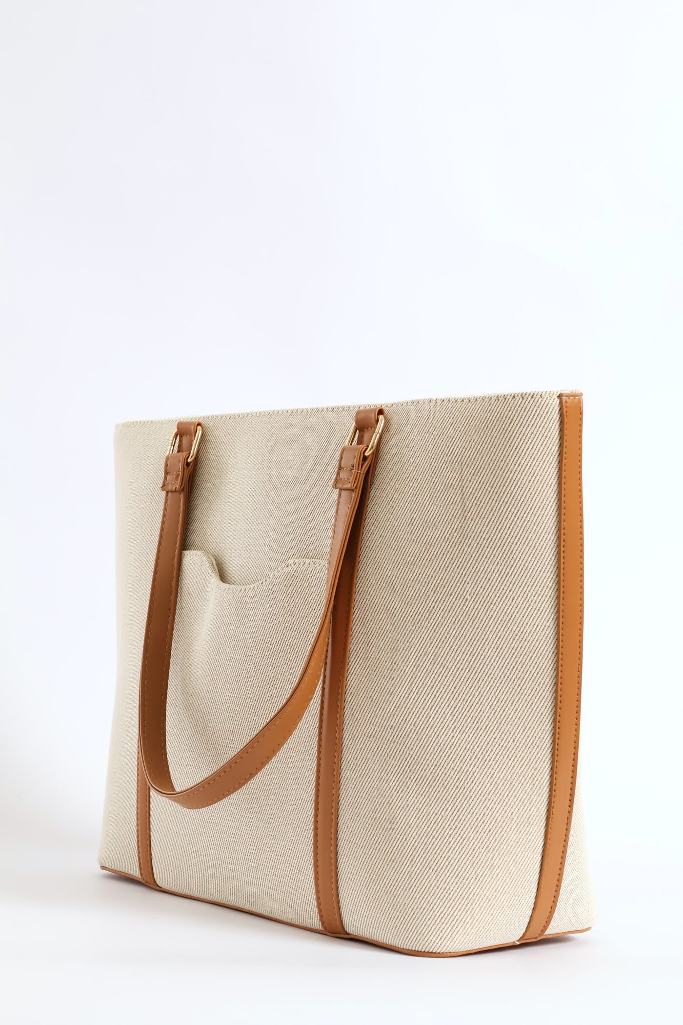 Colour Block Canvas Front Pocket Shopper - Image 2
