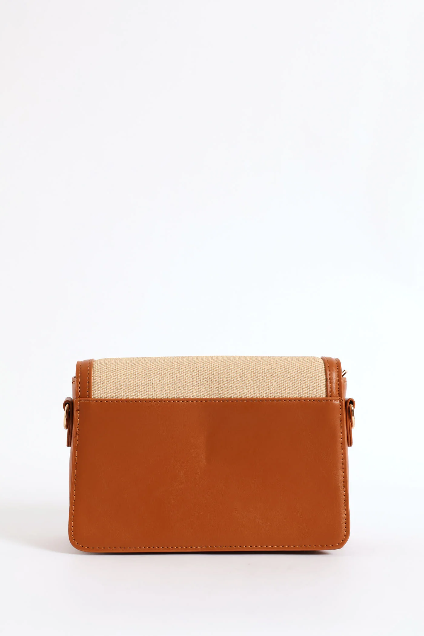 Colour Block Canvas Satchel - Tan - Image 4