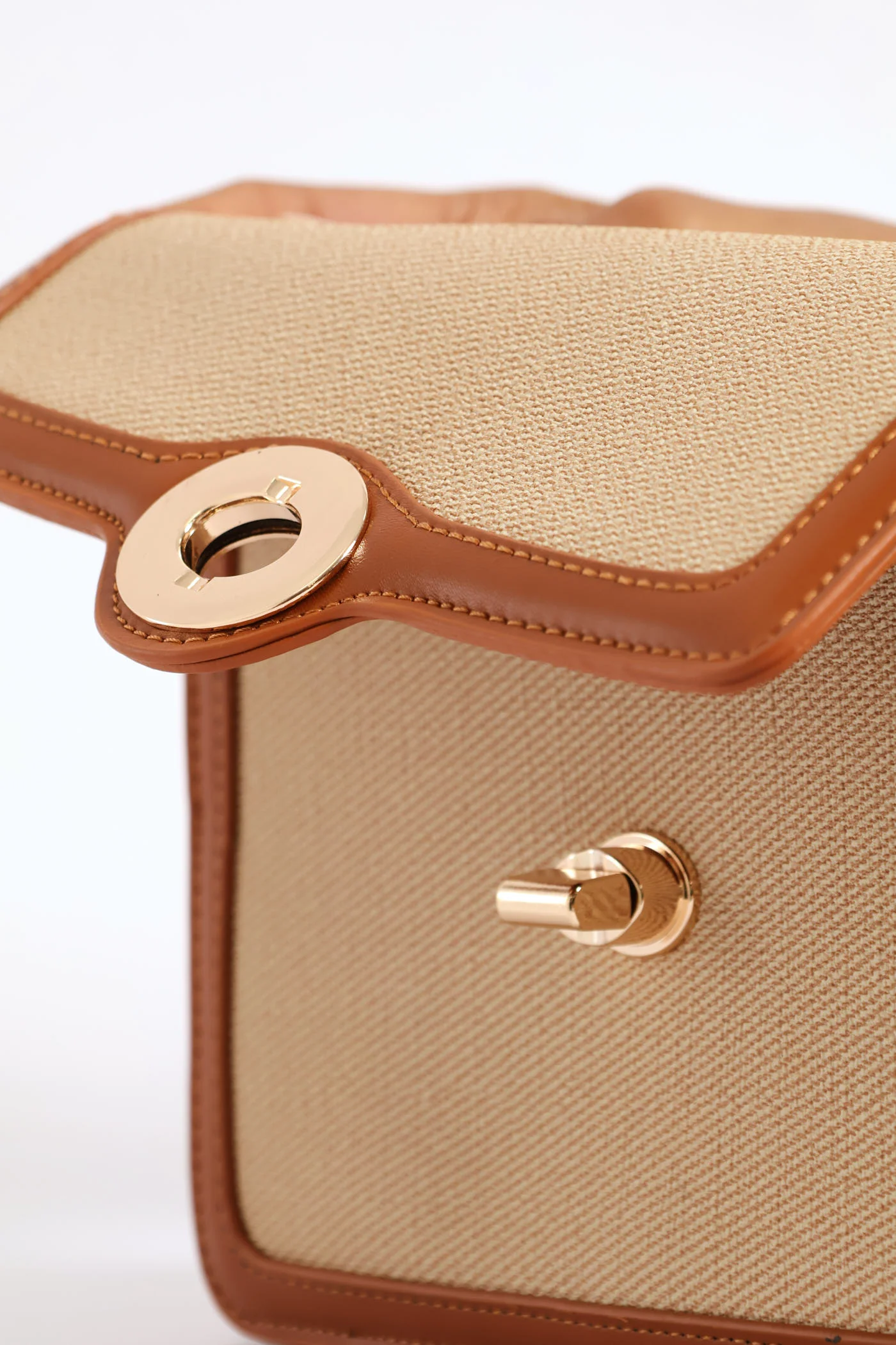 Colour Block Canvas Satchel - Tan - Image 5