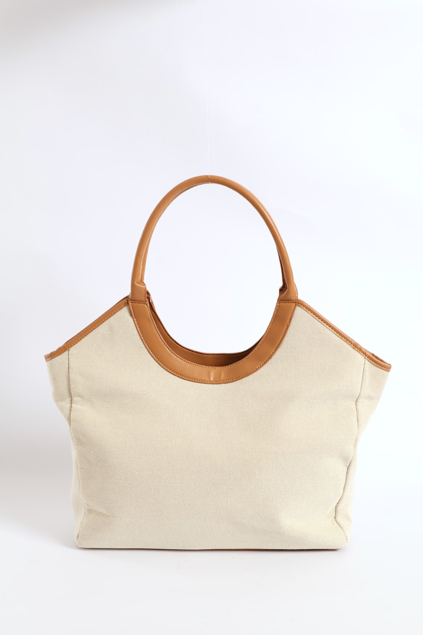 Colour Block Canvas Shopper - Beige - Image 3