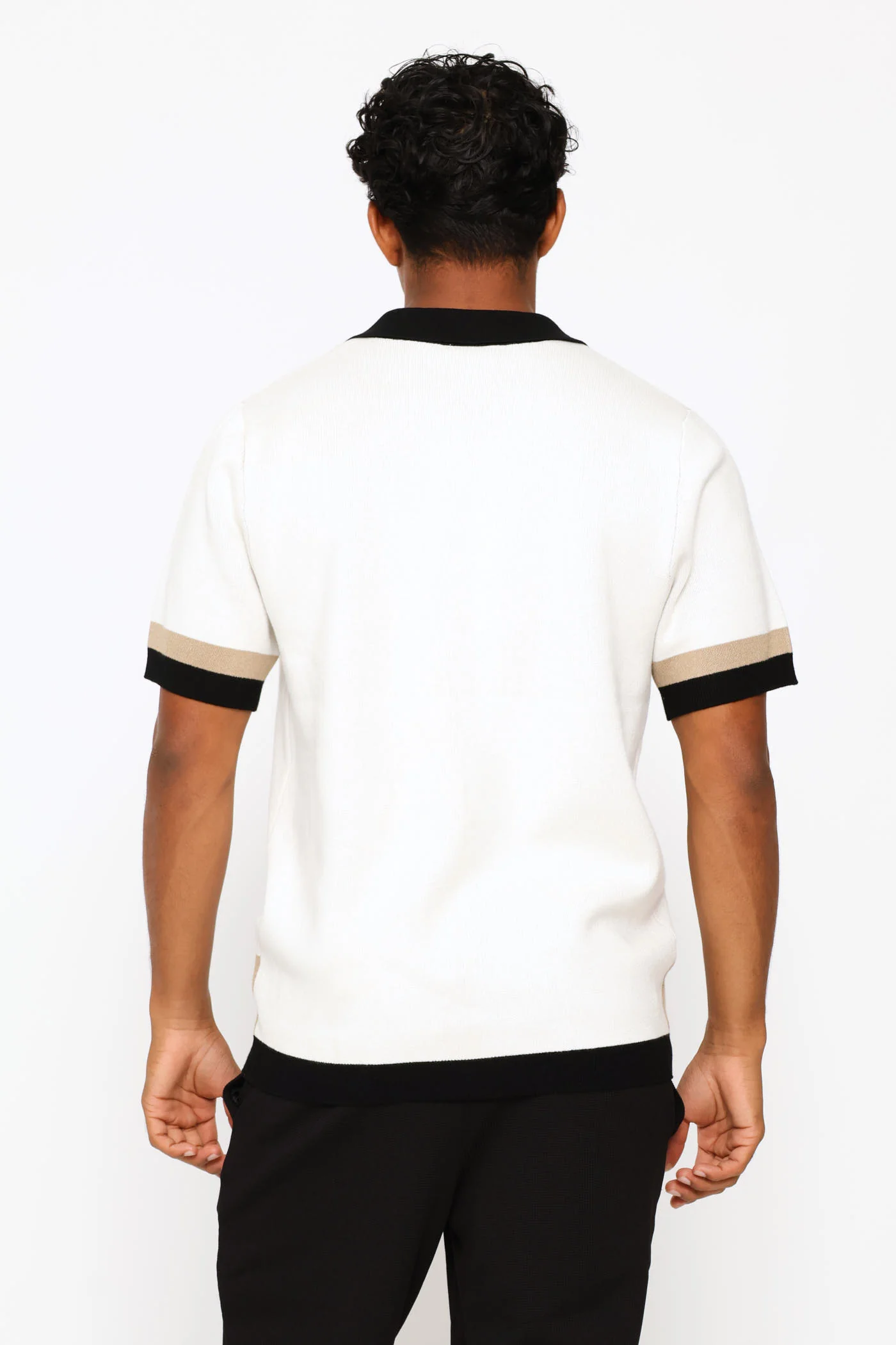 Colour Block Knit Shirt - Neutral - Image 4