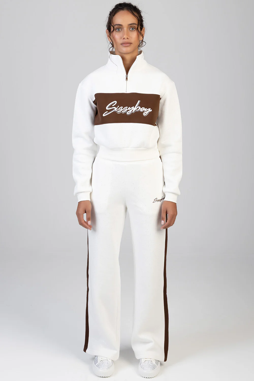 Colour Block Quarter Zip Tracktop - Off White - Image 5