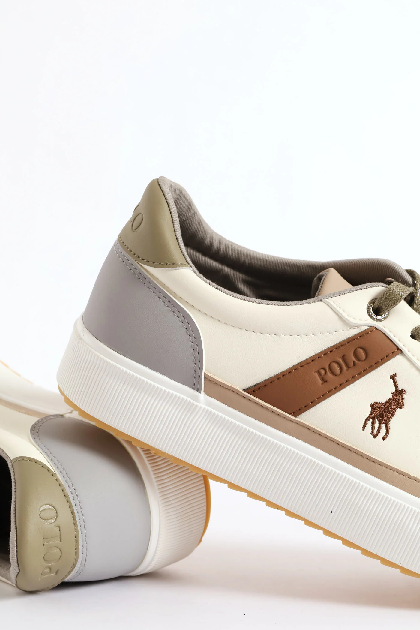 Colour Block Sneaker - White/Sandstone - Image 2