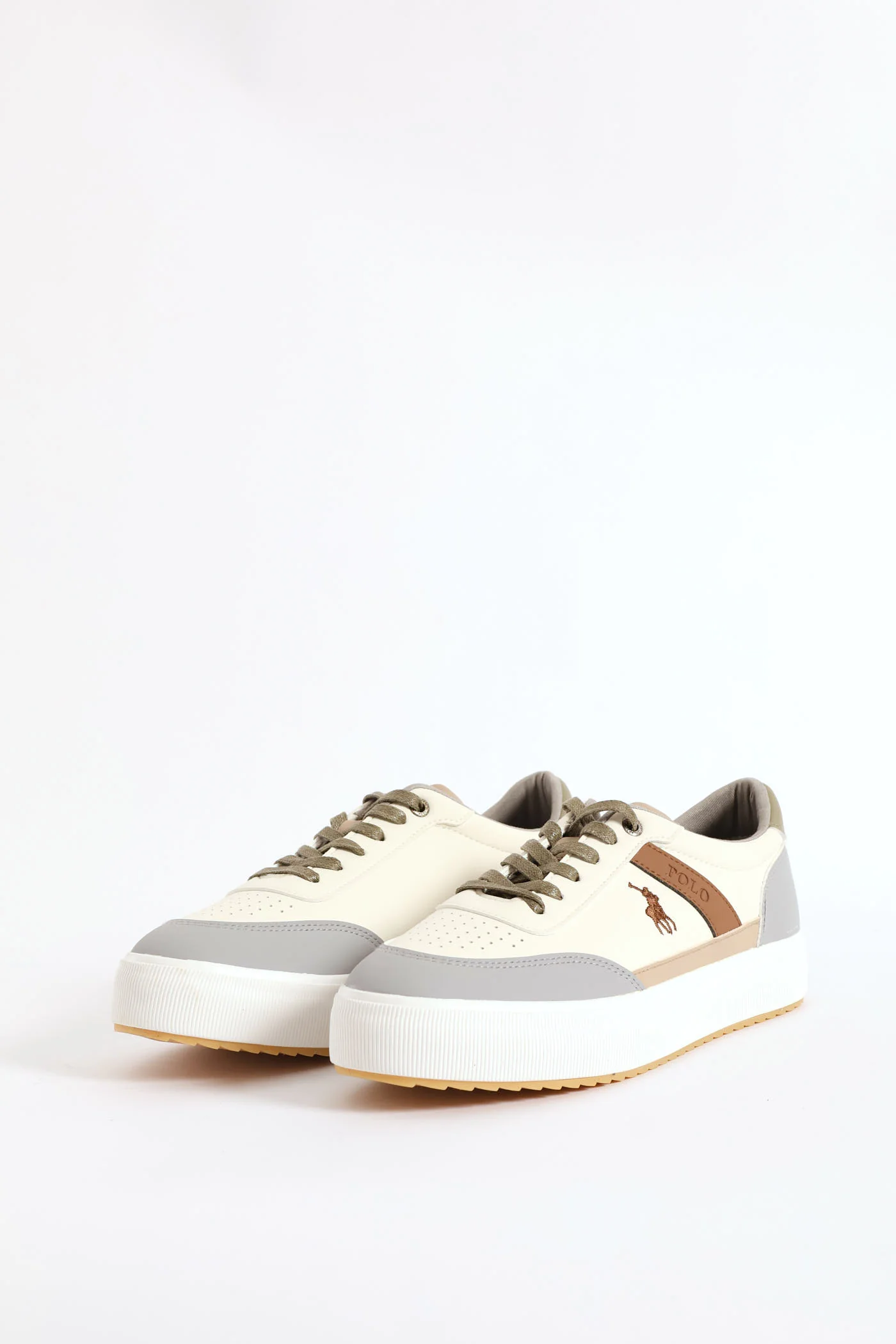 Colour Block Sneaker - White/Sandstone - Image 3