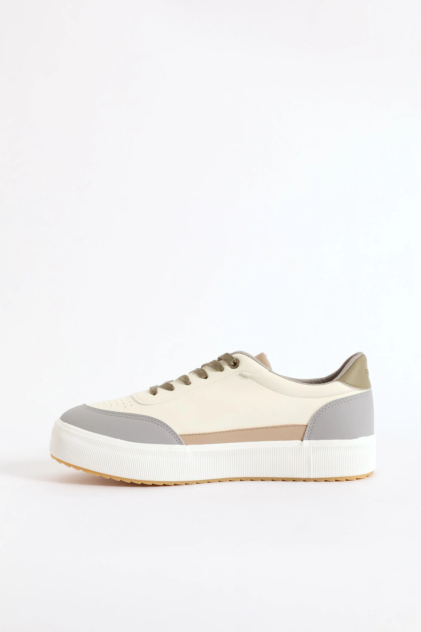 Colour Block Sneaker - White/Sandstone - Image 4