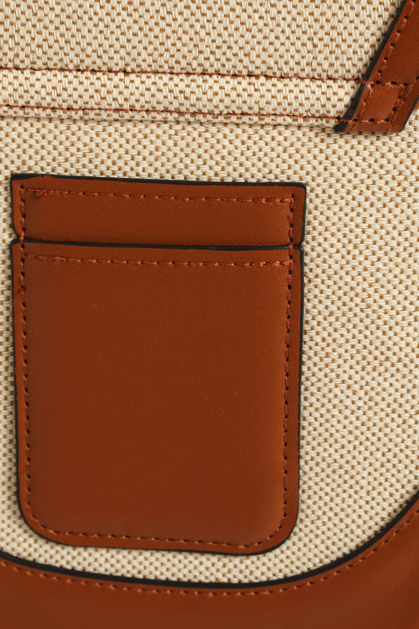 Colourblock Canvas Cellphone Bag - Tan - Image 5