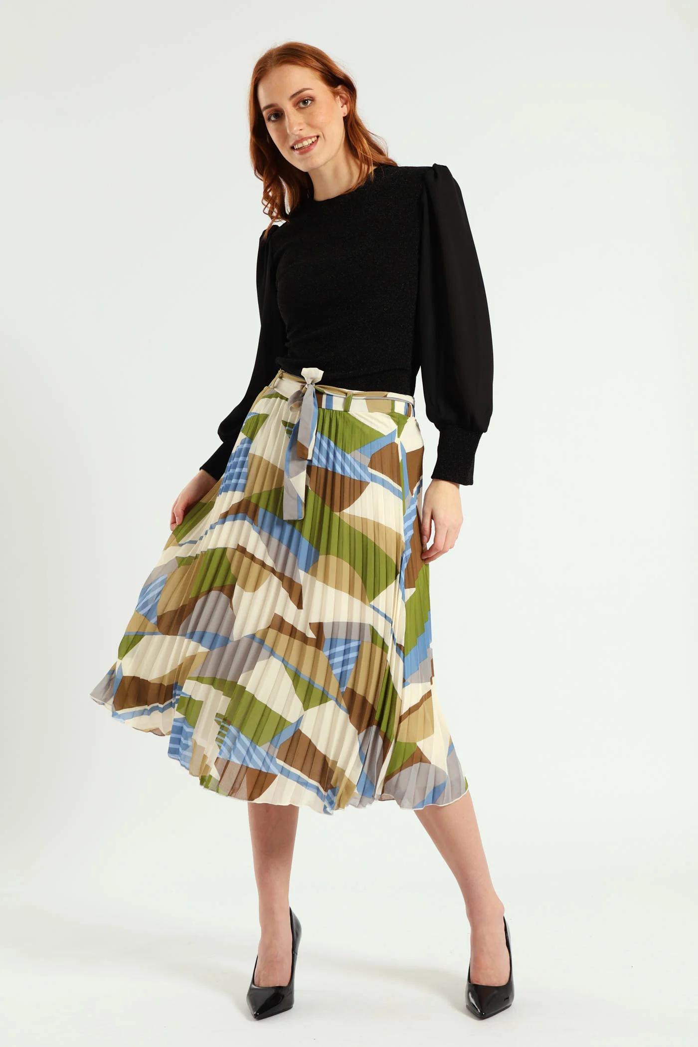 Colourblock Chiffon Midi Skirt - Multi - Image 2