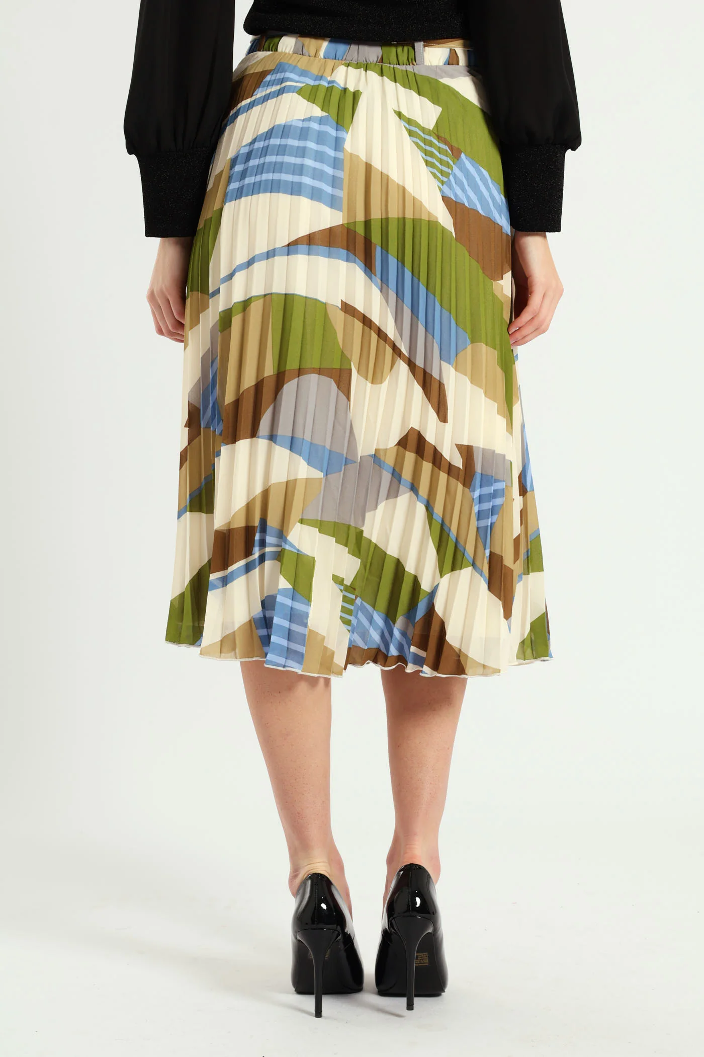 Colourblock Chiffon Midi Skirt - Multi - Image 4