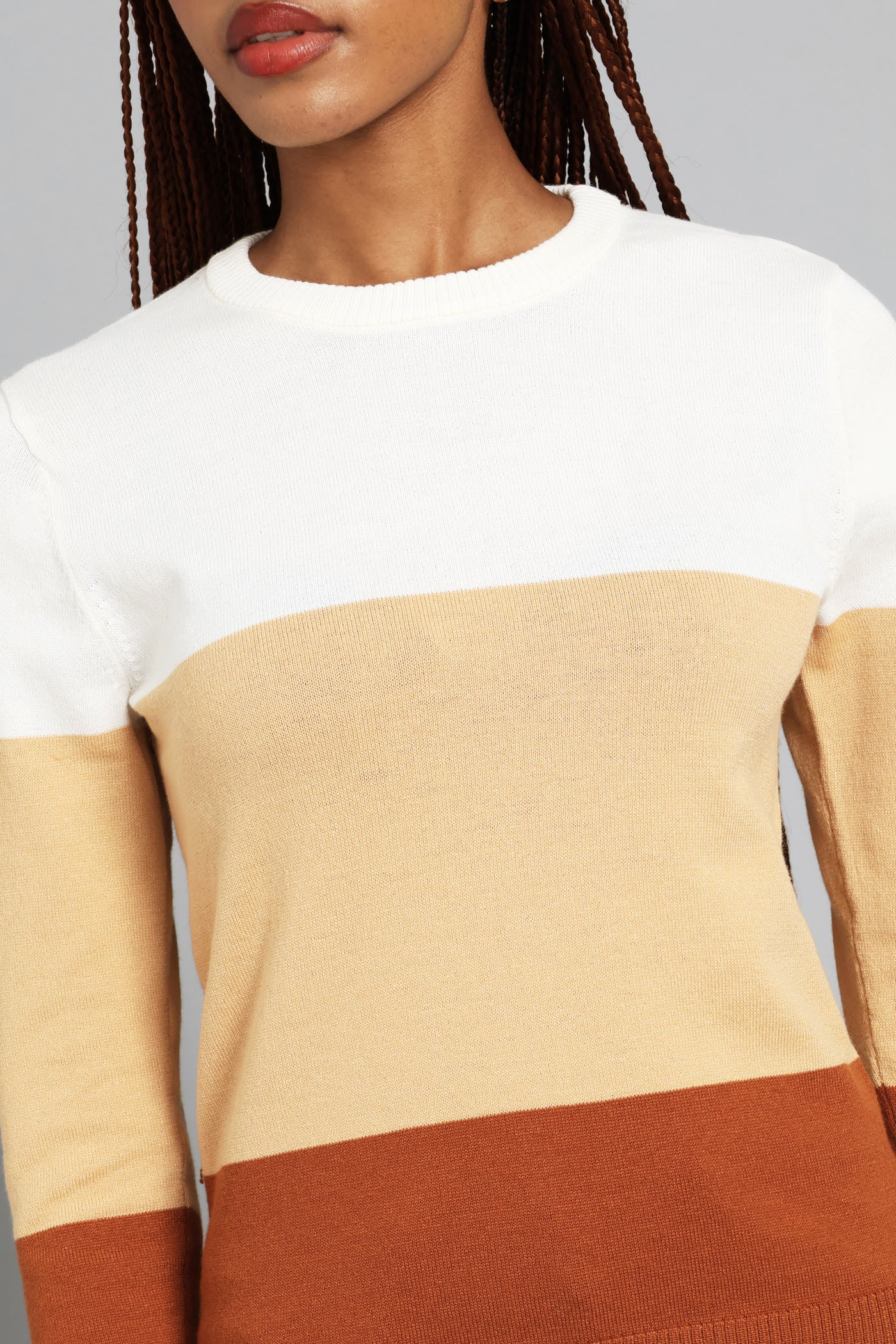 Colourblock Pullover - Caramel/Cream - Image 2
