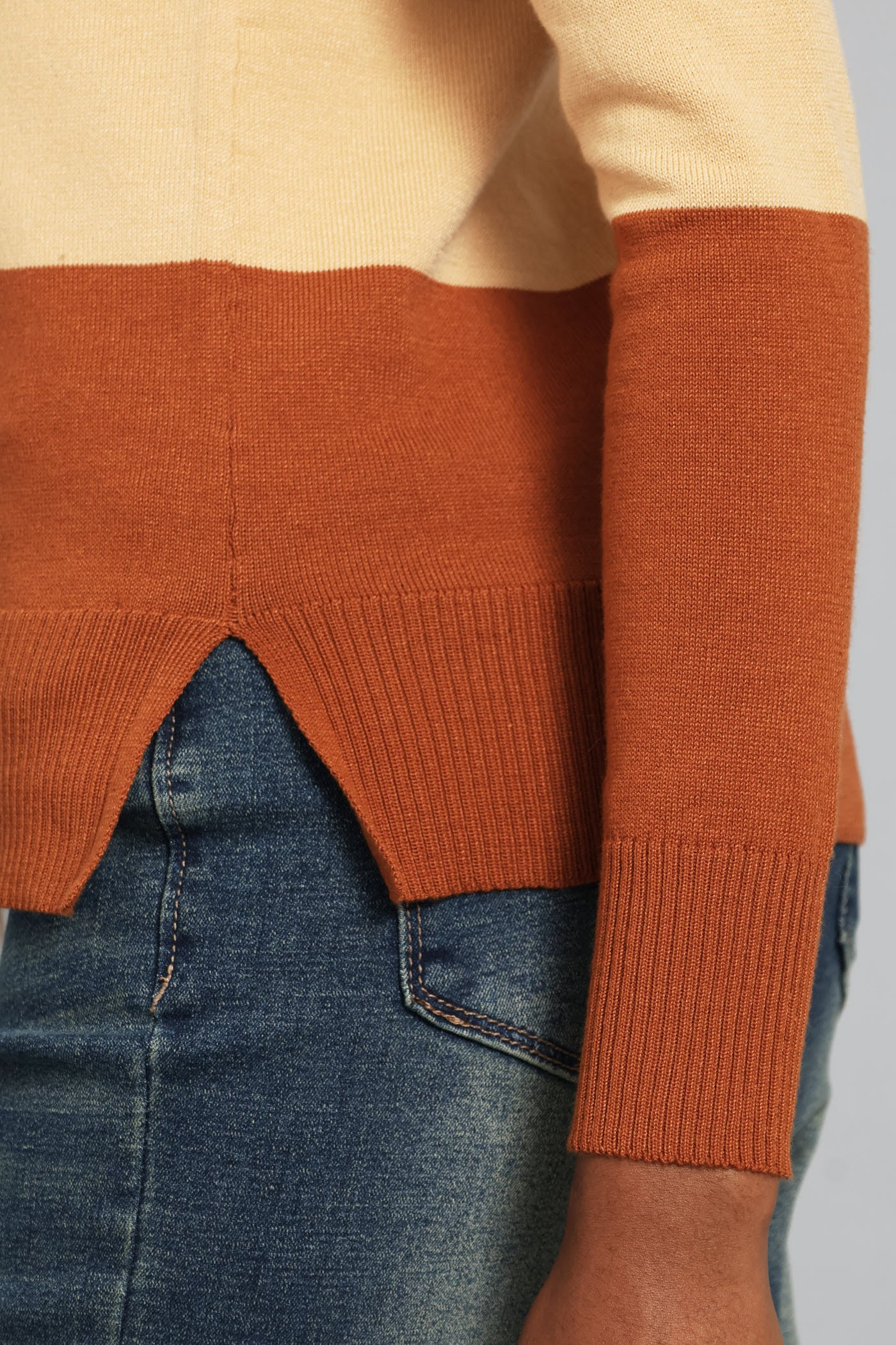 Colourblock Pullover - Caramel/Cream - Image 5