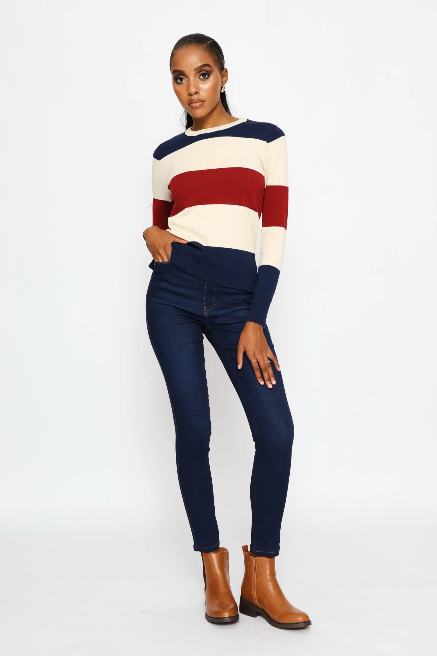 Colourblock Pullover - Navy - Image 5