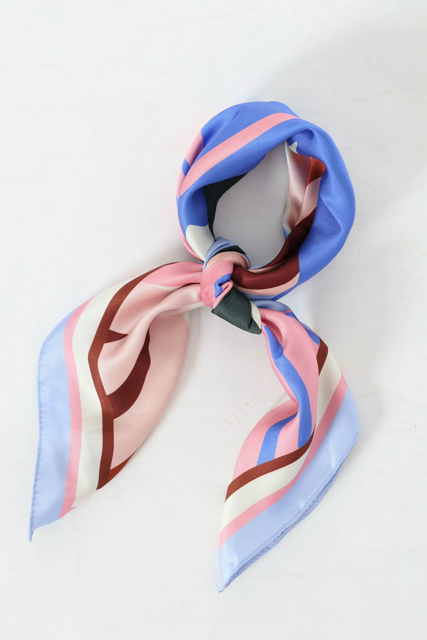 Colourblock Satin Feel Scarf - Light Blue - Image 4