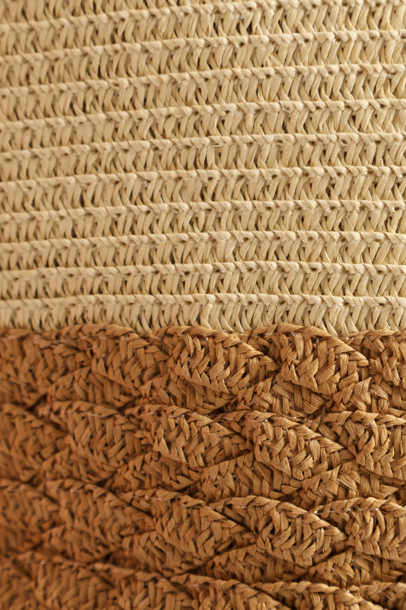 Colourblock Straw Shopper - Cream - Image 2