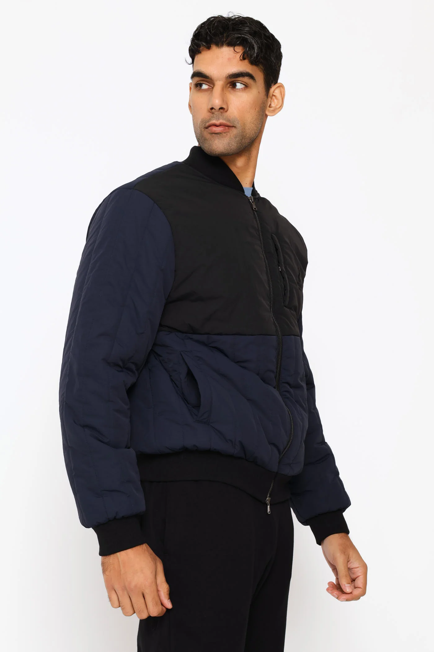 Colt Quilted Bomber Jacket - Navy - Image 4