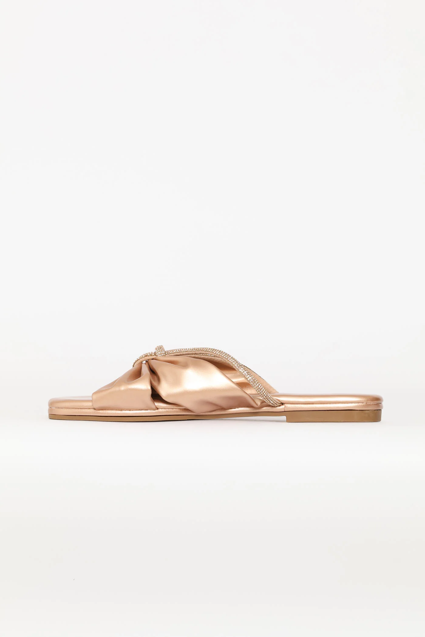 Comfort Sandal With Bow & Diamante Detail - Rose Gold - Image 4