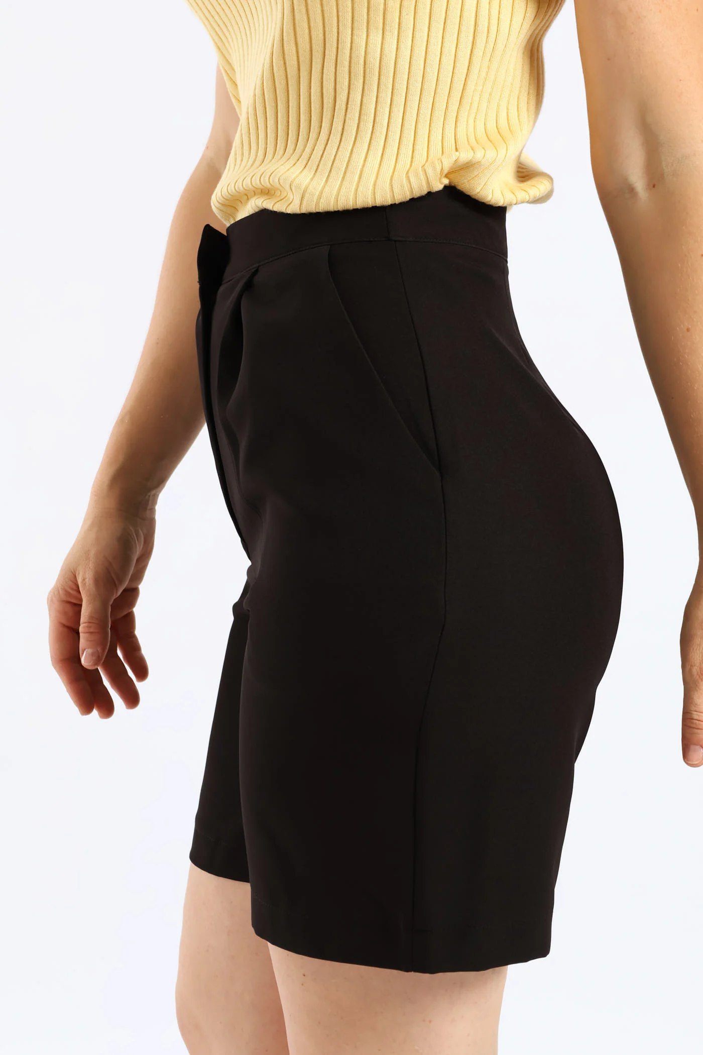 Concealed Button Short - Black - Image 4