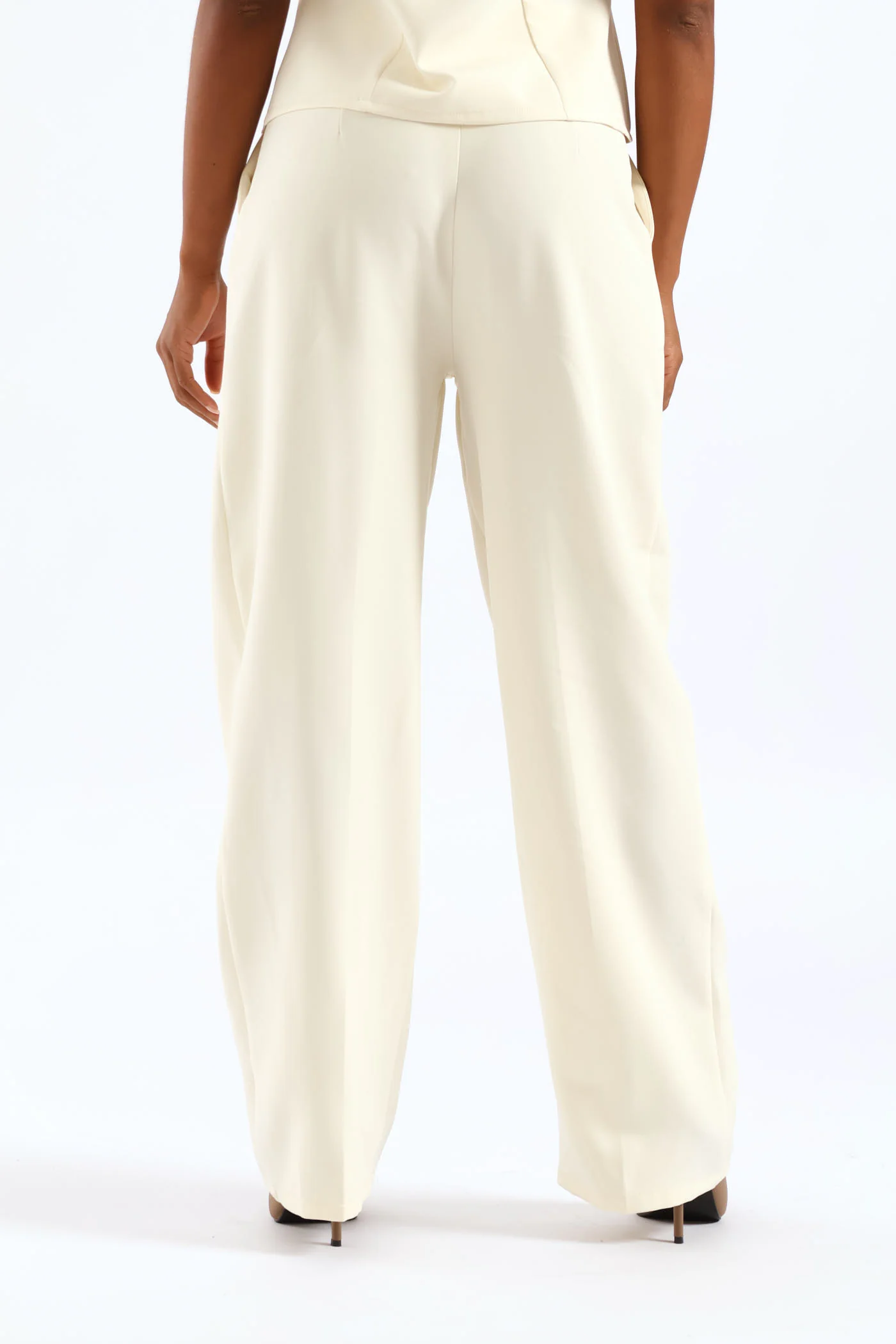 Concealed Button Straight Leg Pant - Cream - Image 5