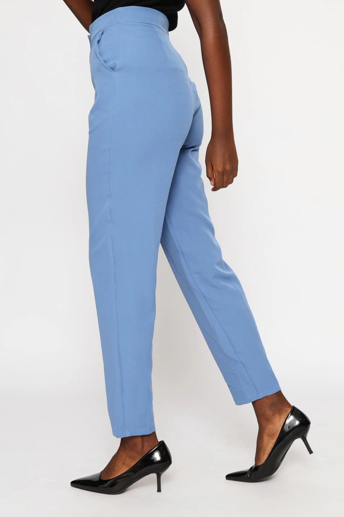 Concealed Button Tapered Leg Pant - Blue - Image 3