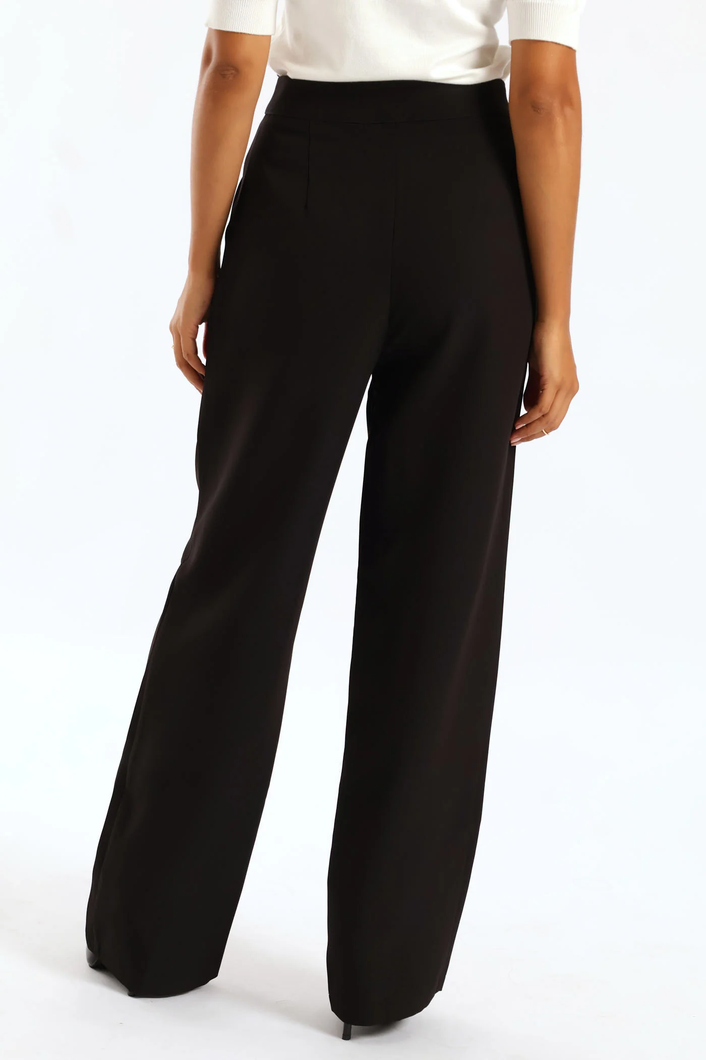 Concealed Pleat Wide Leg Pant - Black - Image 4