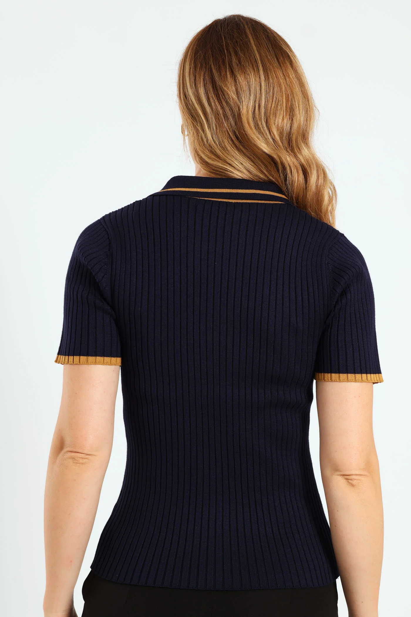 Constrast Tipped Golfer - Navy - Image 3