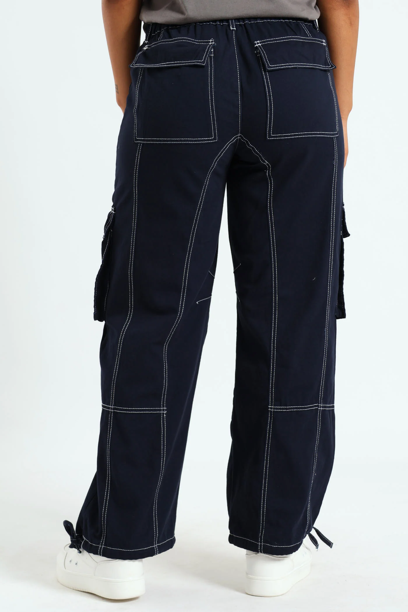 Contrast Cargo Trousers - Navy - Image 4