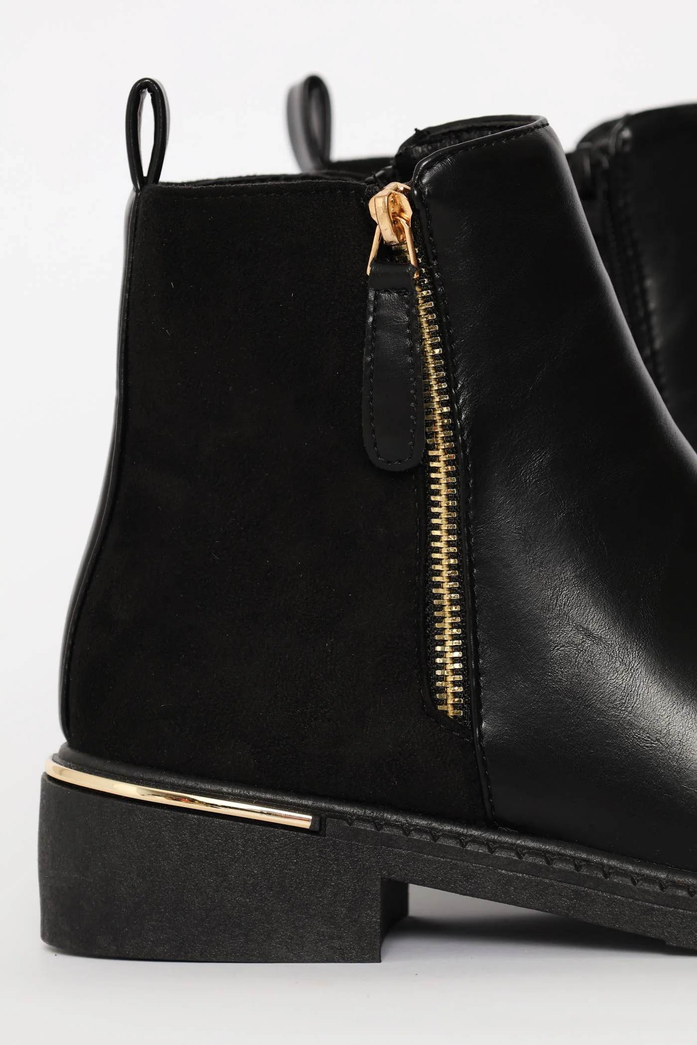 Contrast Fabric Zip Detail Chelsea Boot - Black - Image 6