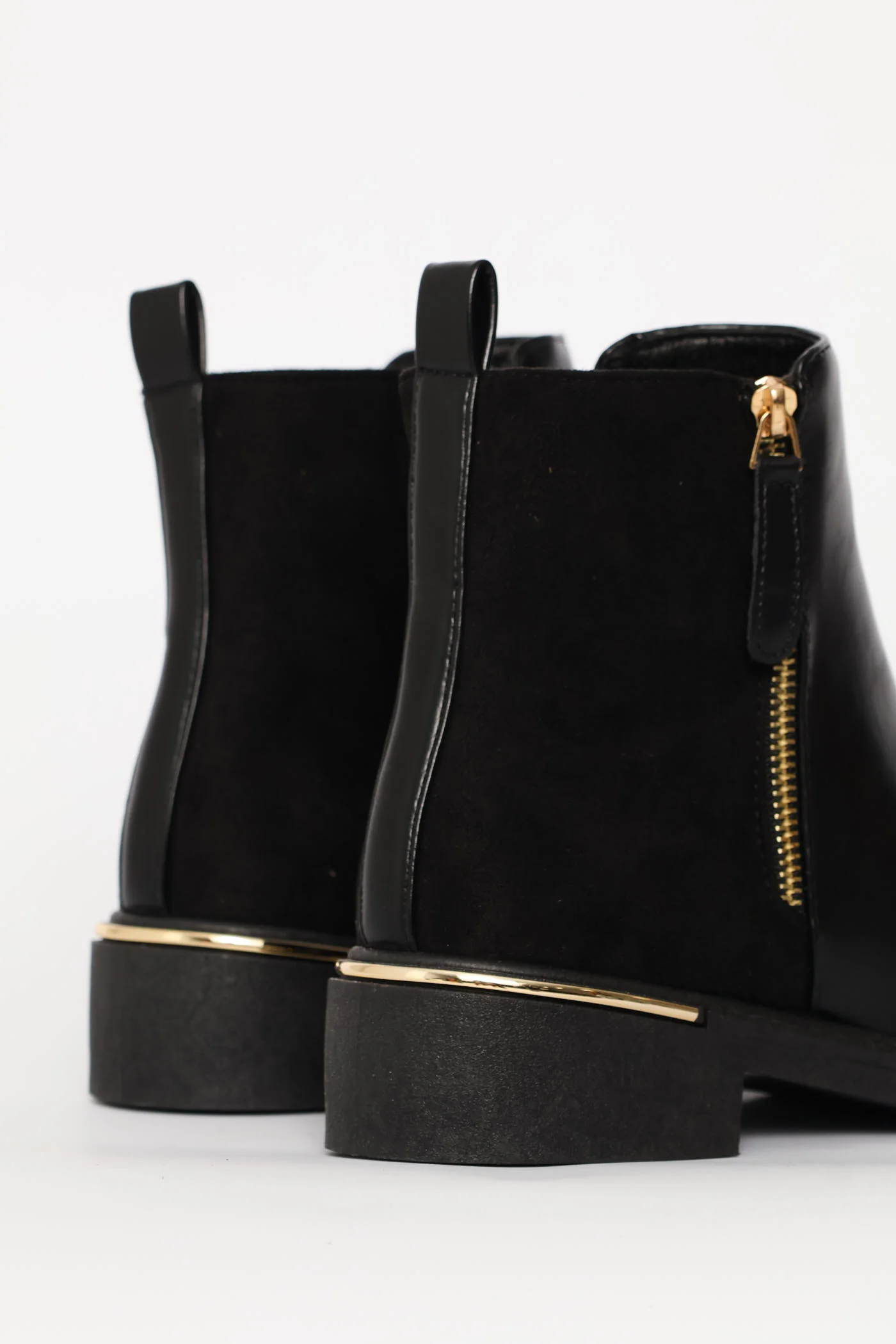 Contrast Fabric Zip Detail Chelsea Boot - Black - Image 7