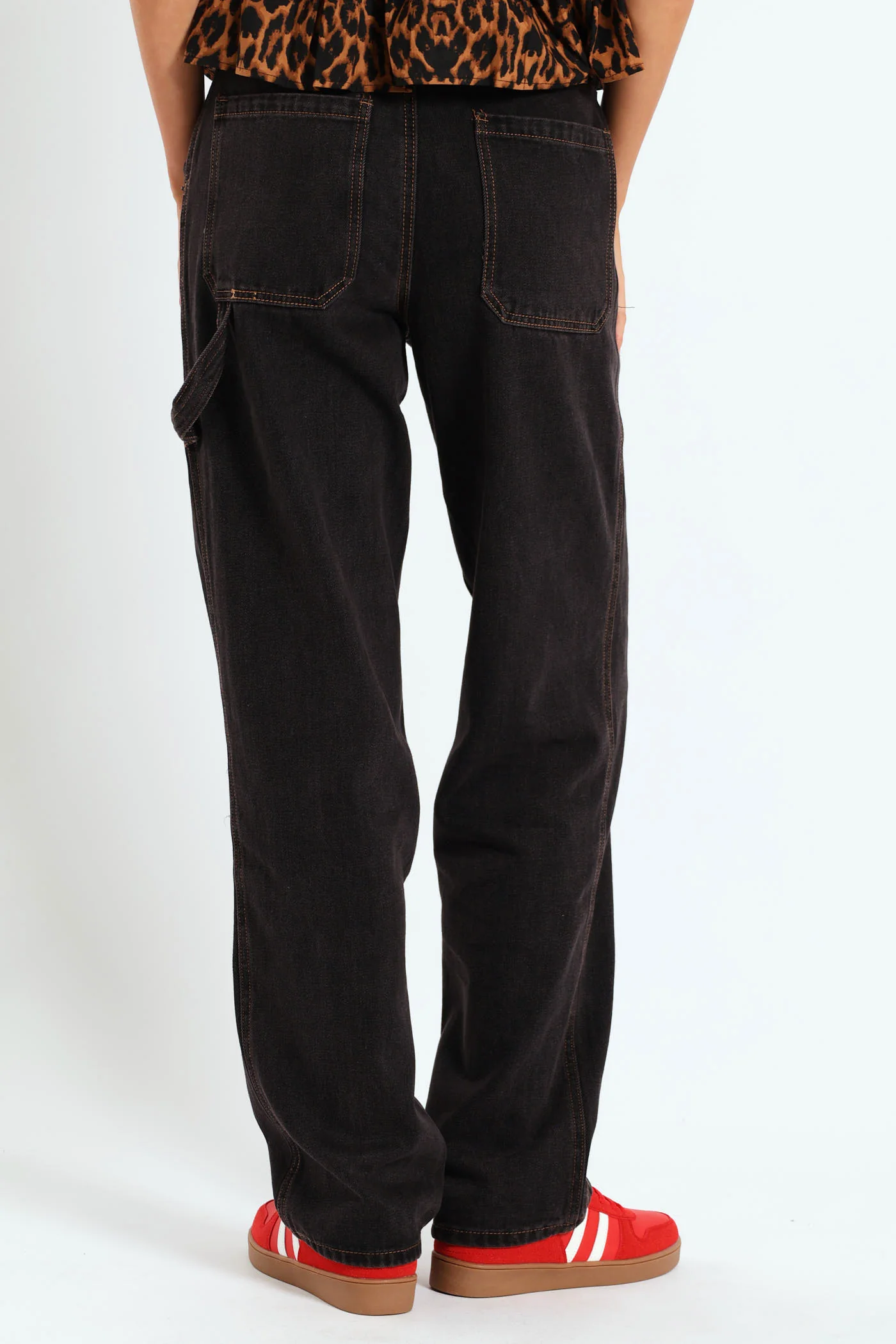 Contrast Stitch Carpenter Jean - Black - Image 6
