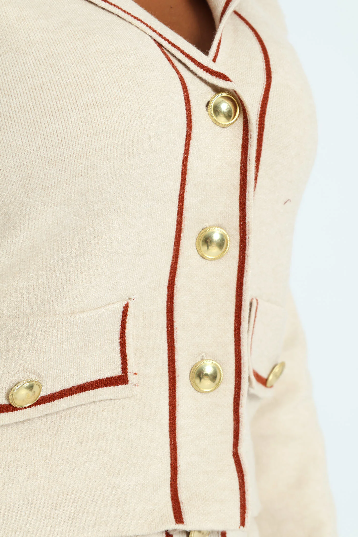 Contrast Styled Cardigan - Cream - Image 2