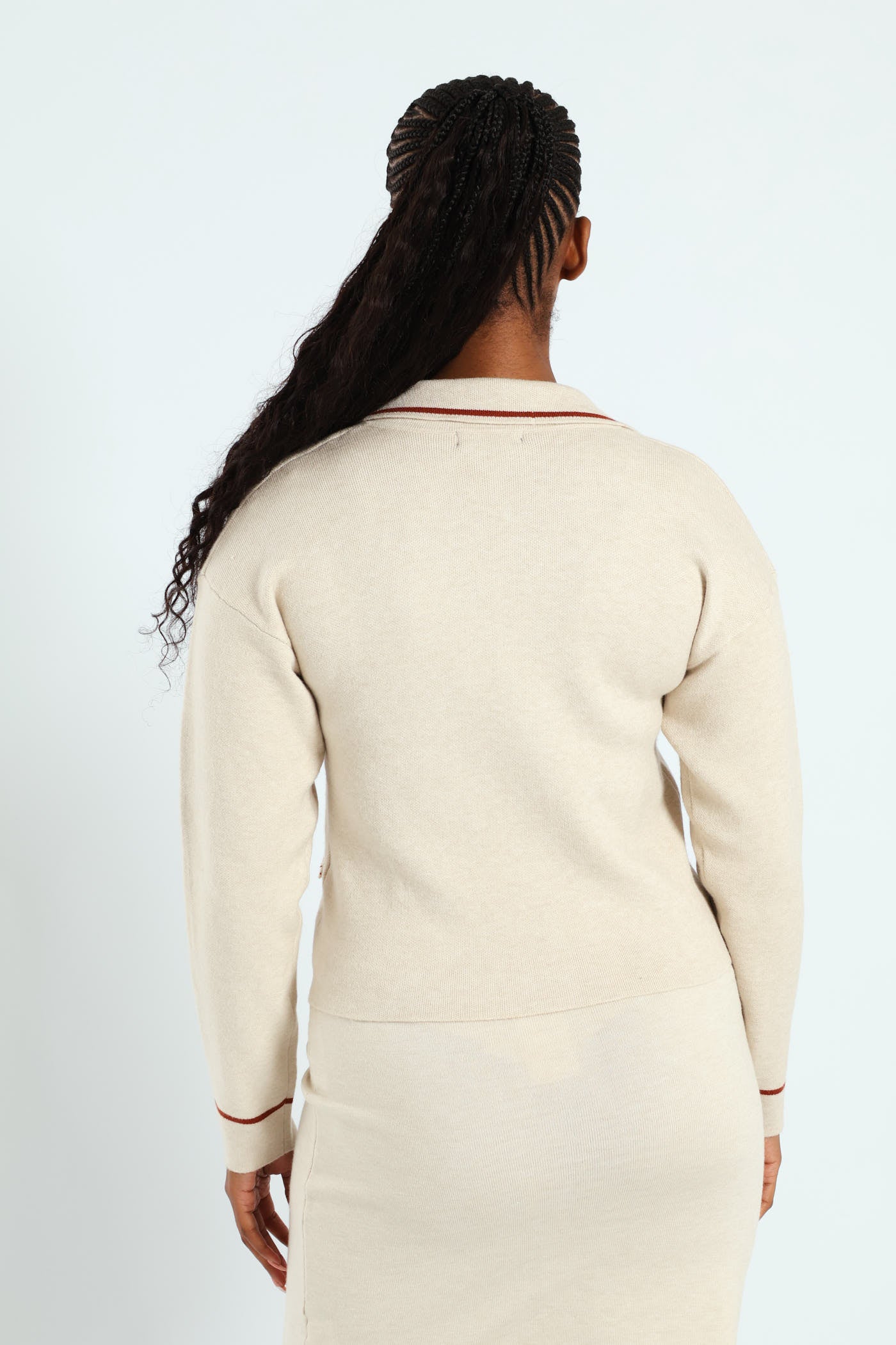 Contrast Styled Cardigan - Cream - Image 4