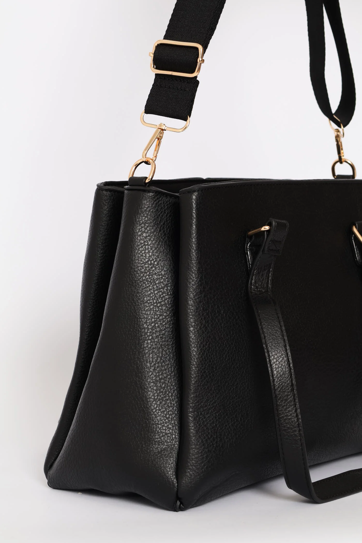Contrast Text Tote Bag - Black - Image 3