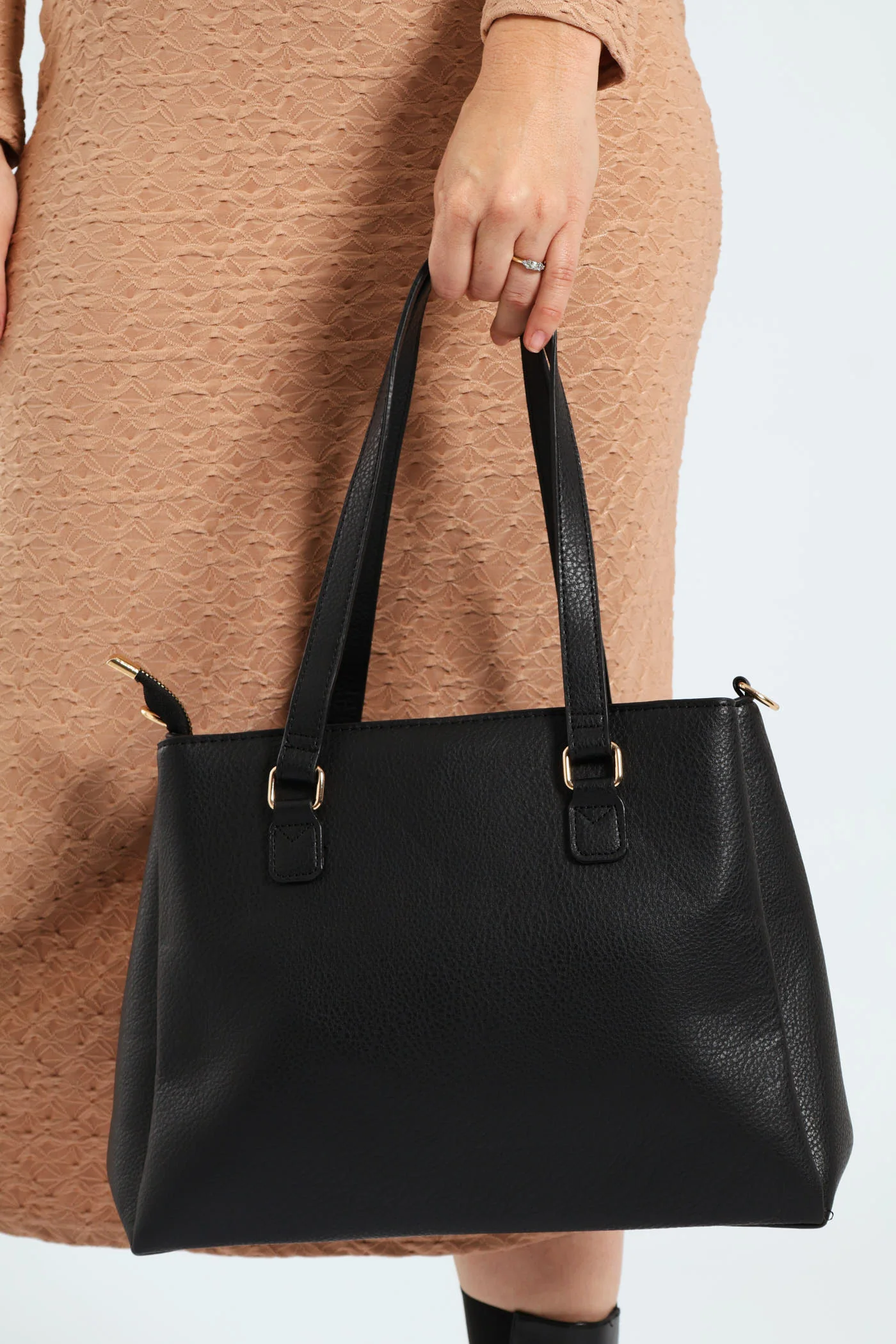 Contrast Text Tote Bag - Black - Image 7