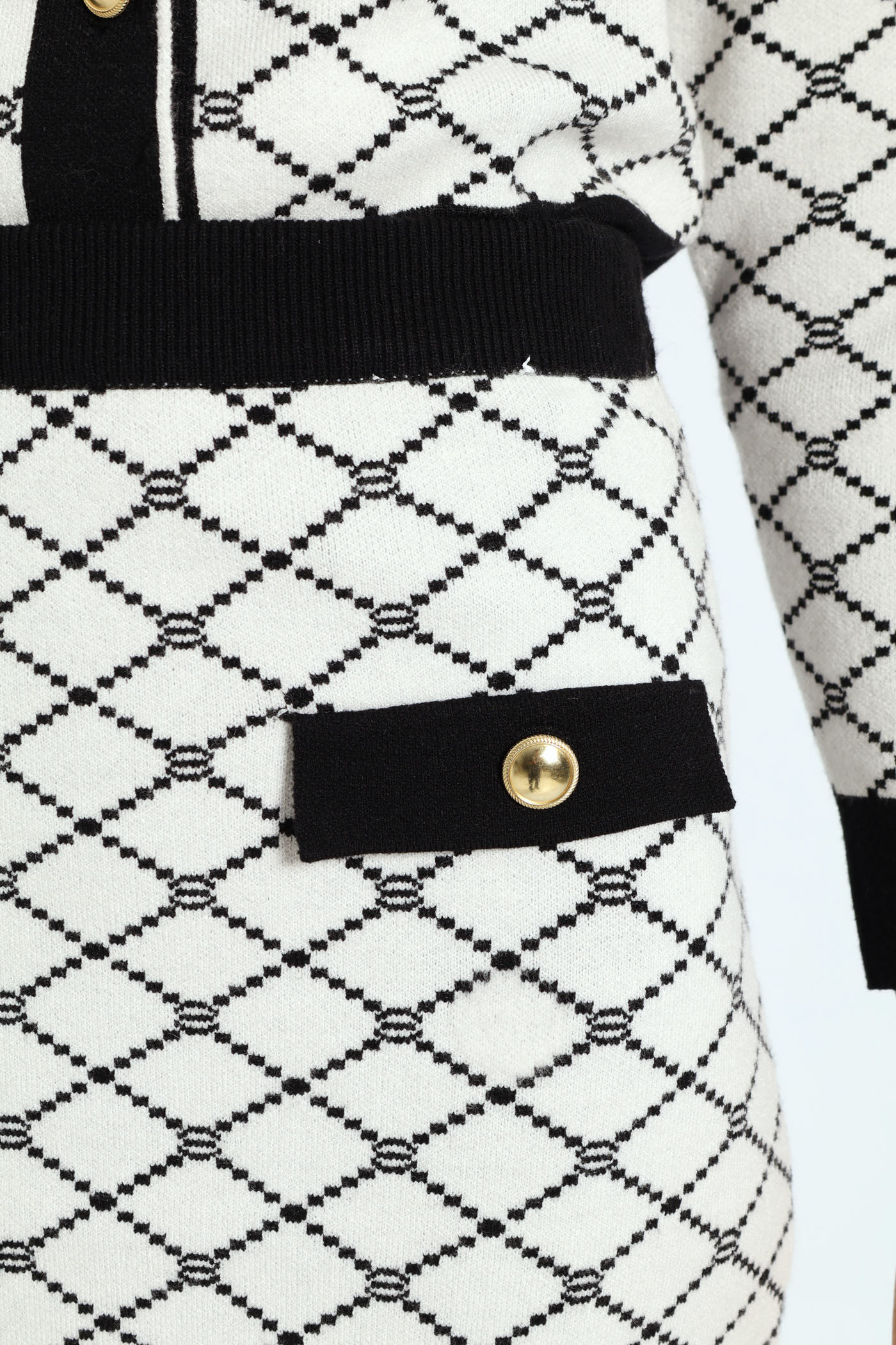 Contrast Tipped Styled Knitwear Skirt - Cream - Image 5
